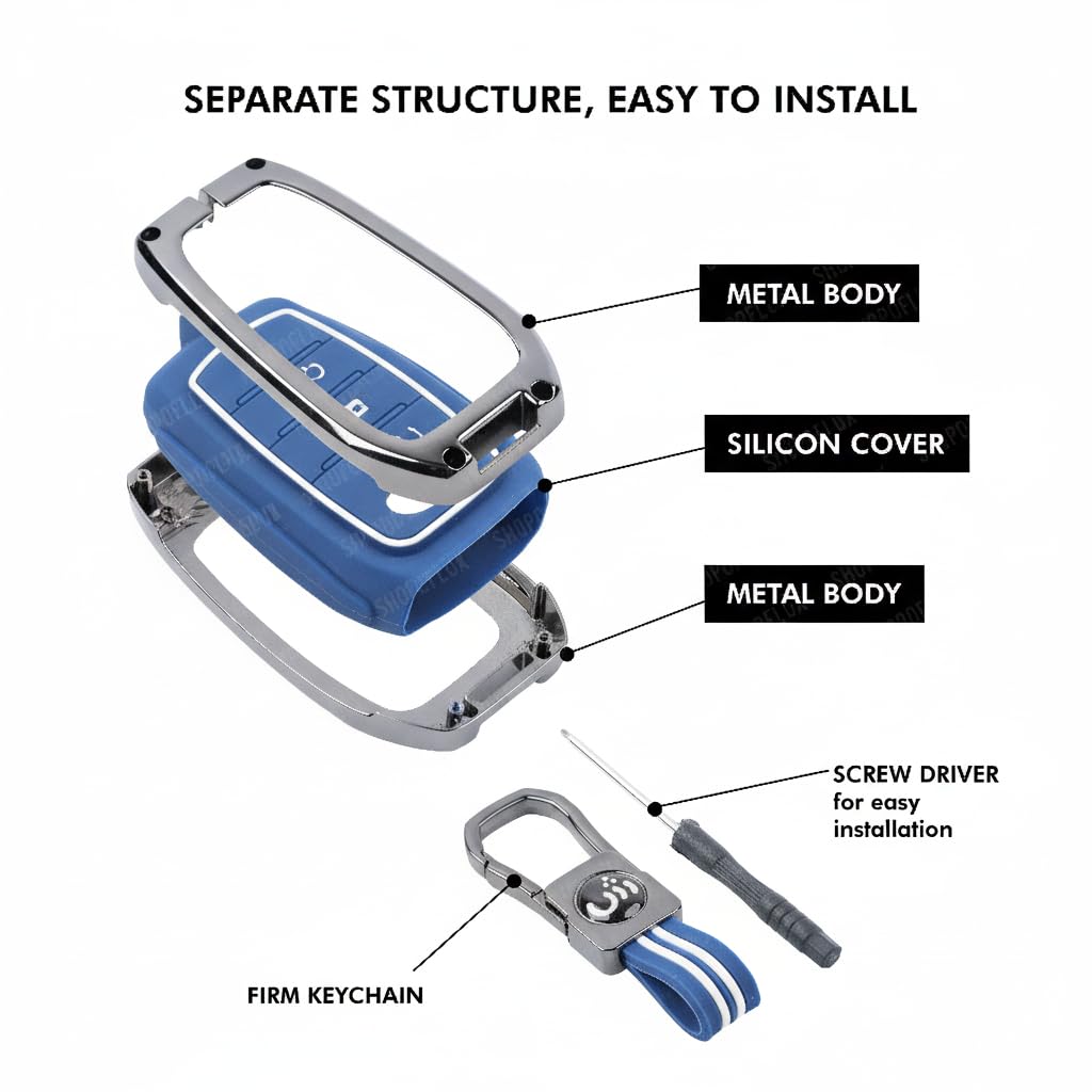 SHOPOFLUX Metal Key Cover Compatible with Renault Triber | Kiger 4 Button Smart Key Shopoflux