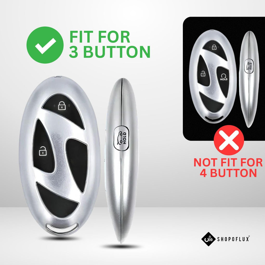 SHOPOFLUX Metal Key Cover Compatible with Hyundai Venue 3 Button Smart Key Shopoflux