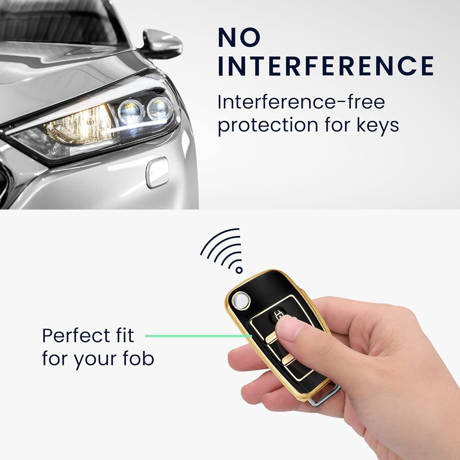 SHOPOFLUX TPU Car Key Cover Compatible for Audi A1 A3 A6 Q2 Q3 Q7 TT TTS R8 S3 S6 RS3 3 Button Flip Key - Black
