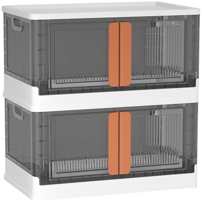 SHOPOFLUX Foldable Plastic Cupboard for Clothes Storage | Versatile Storage Cabinet for Bedroom, Kitchen, Living Room, and Office | Durable ABS Material | Stackable Wardrobe Organizer 2