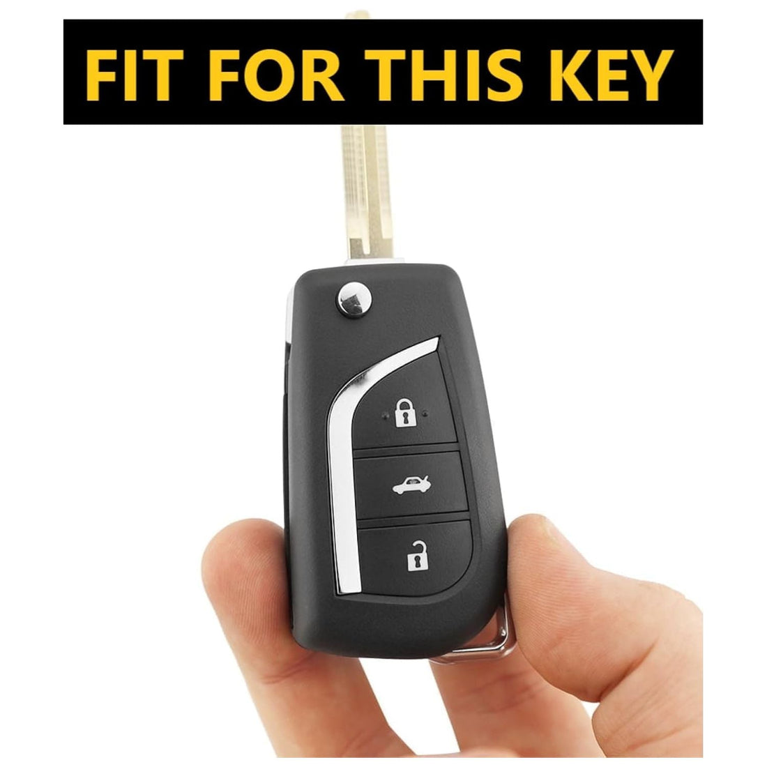 SHOPOFLUX Metal Key Cover Compatible for Toyota Innova Crysta | Corolla Altis 3 Button Flip Key
