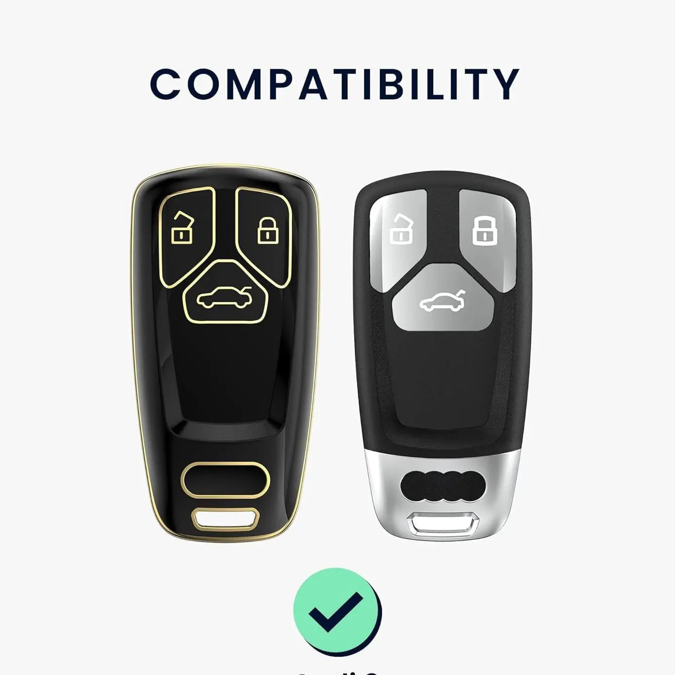 SHOPOFLUX TPU Car Key Cover Compatible for Audi Q5, A5, A8, Q7, A4, A6 3 Button Smart Key - Black