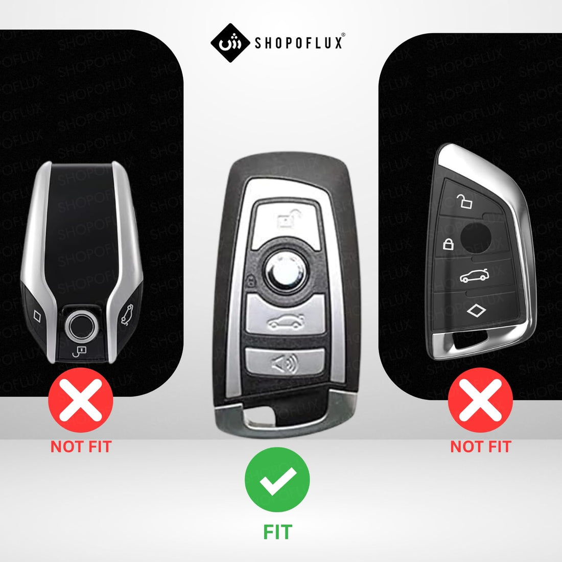 SHOPOFLUX Metal Key Cover Compatible with BMW X4, X3, 5 Series, 6 Series, 3 Series, 7 Series 4 Button Smart Key Shopoflux