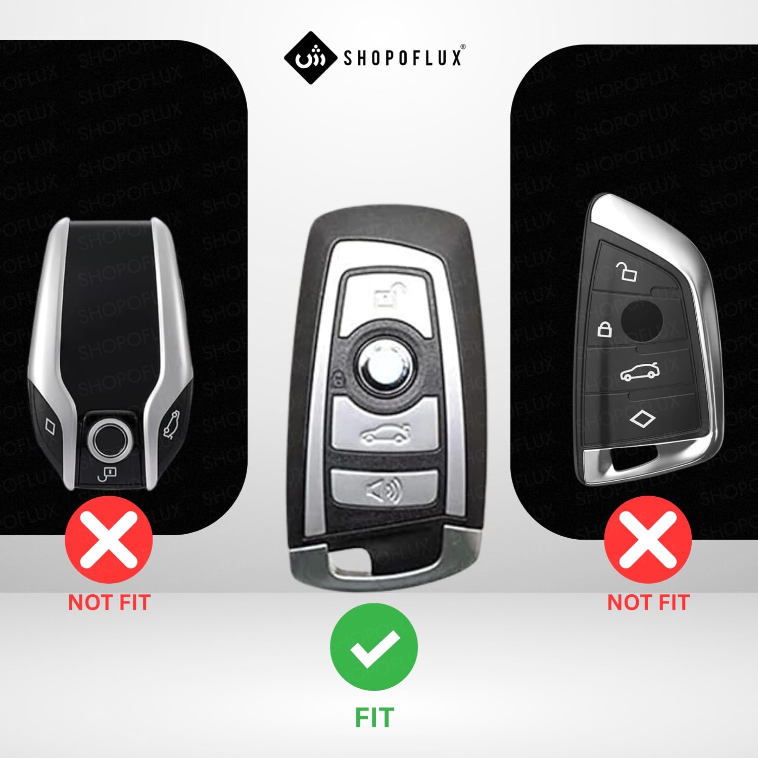 SHOPOFLUX Metal Key Cover Compatible with BMW X4, X3, 5 Series, 6 Series, 3 Series, 7 Series 4 Button Smart Key Shopoflux