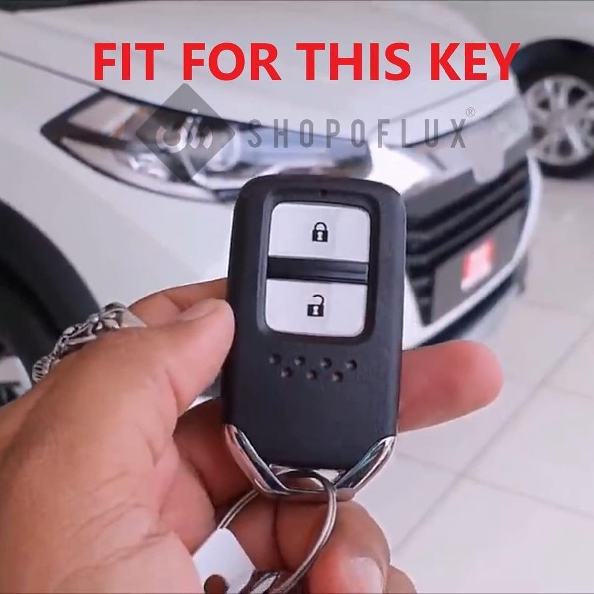 SHOPOFLUX Leather car Key Cover Compatible for Honda Elevate | BRV | WRV | CRV | Jazz | City | Amaze 2 Button Smart Key