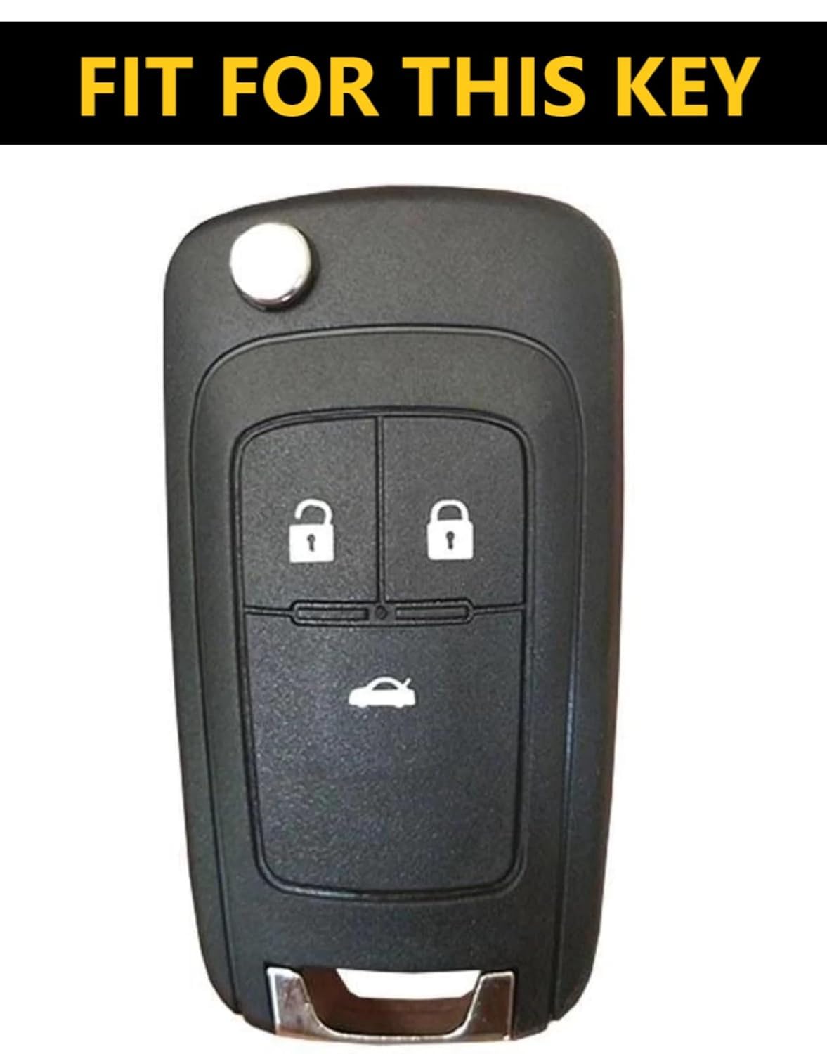 SHOPOFLUX Metal Key Cover Compatible for Chevrolet Cruze | Beat | Avio | Spark 3 Button Flip Key Only (Metal Silicone Brown)