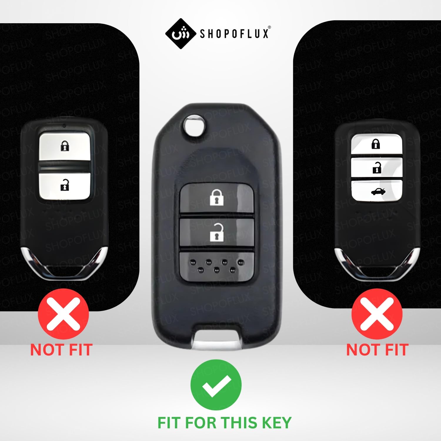 SHOPOFLUX Metal Key Cover Compatible for Honda Amaze, Honda City, Jazz, CR-V, WR-V 2 Button Flip Key (Metal Silicone Black) Shopoflux