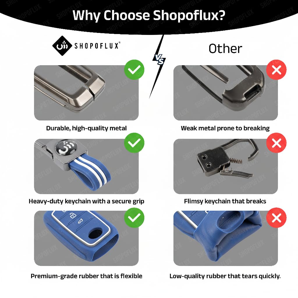 SHOPOFLUX Key Cover Compatible with Tata Nexon | Harrier | Safari | Altroz | Tigor | EV | Punch | Tiago EV Electric 4 Button Smart Key Shopoflux