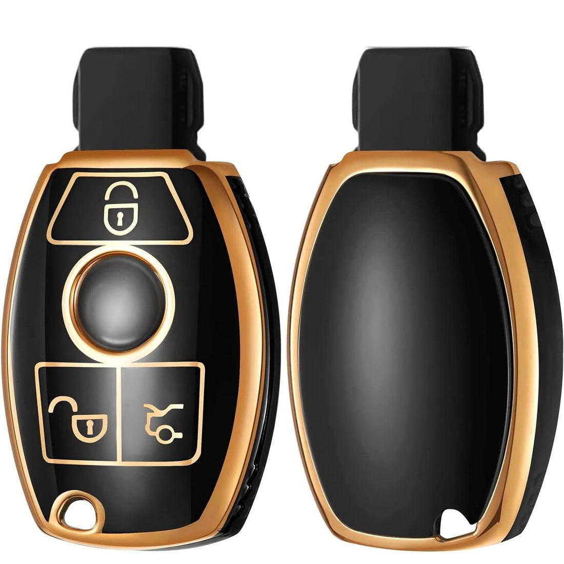 SHOPOFLUX TPU car Key Cover Compatible for Mercedes Benz C E M S CLS CLK GLK GLC G Class 3 Button Smart Key - Black