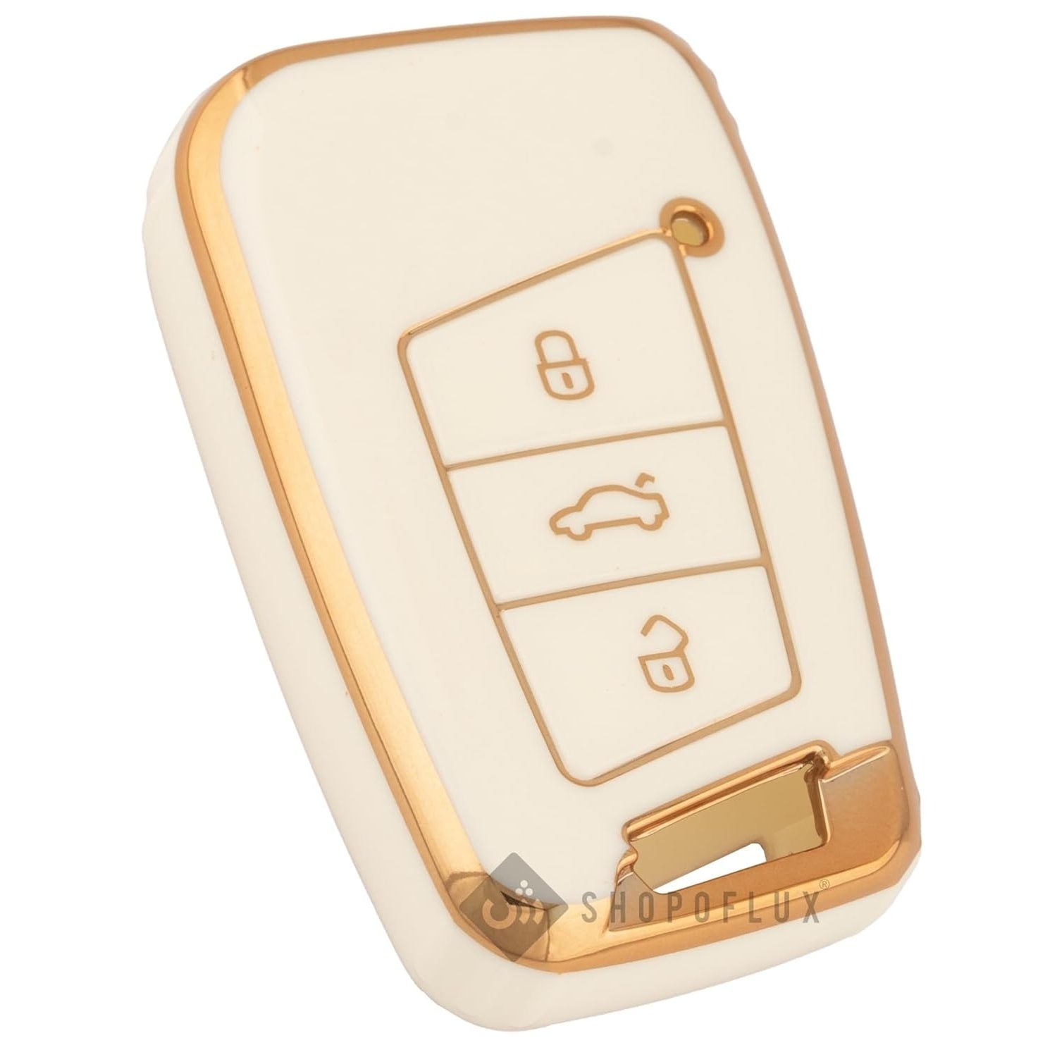 SHOPOFLUX TPU Car Key Cover Compatible for Skoda Octavia, Slavia, Kodiaq, Kushaq 3 Button Smart Key