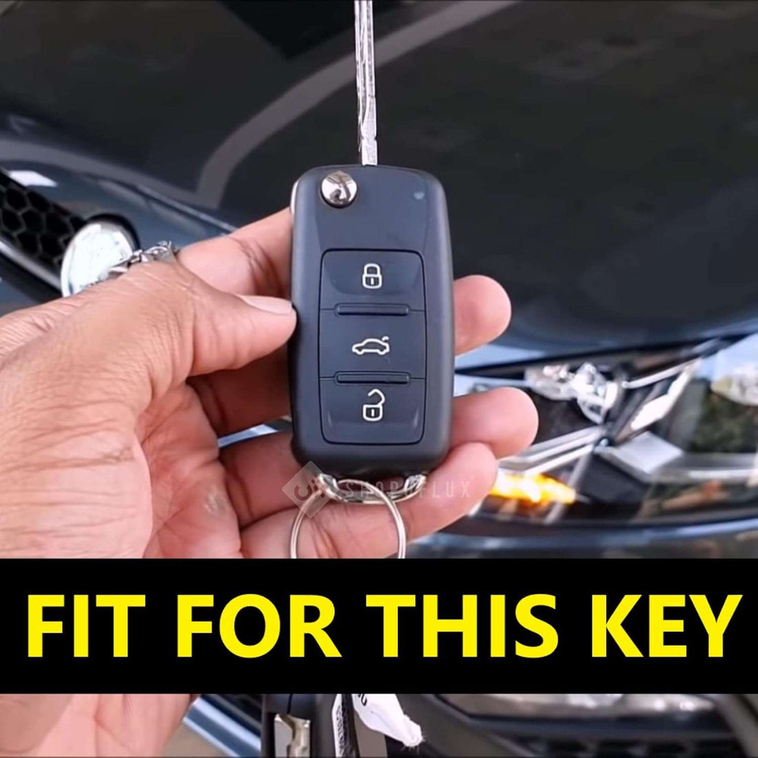 Shopoflux® TPU Key Cover Compatible with Volkswagen Polo | Vento | Jetta | Ameo Passat 3 Button Flip Key Black