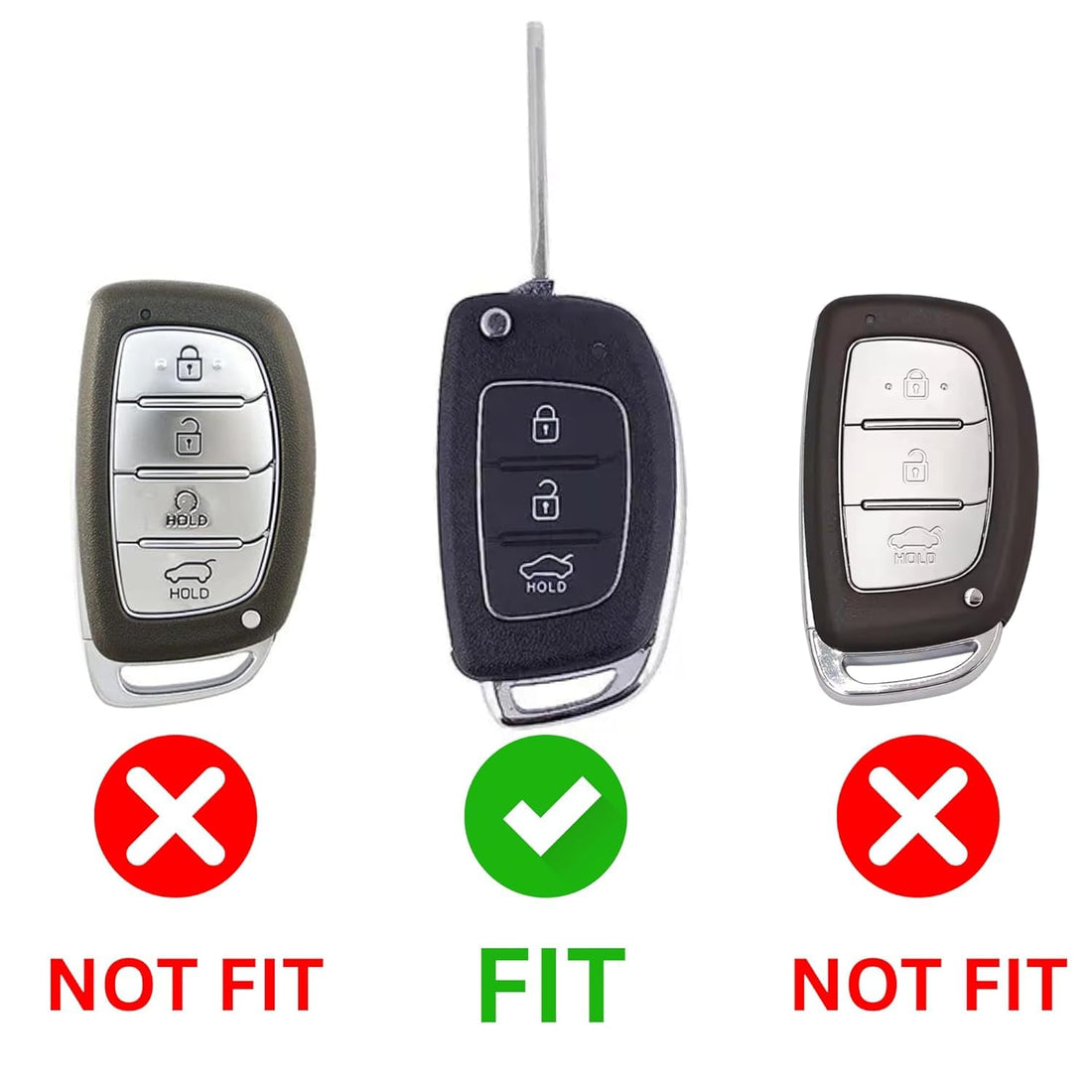 SHOPOFLUX Metal Key Cover for Hyundai Hyundai Creta, Venue, Tucson, Alcazar, I20, Grand i10 Nios, Aura, Xcent, Exter 3 Button Flip Key Only (Metal Blue Silicone) Shopoflux