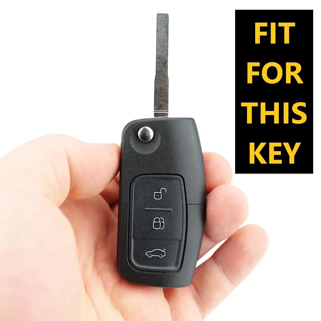 SHOPOFLUX Metal Key Cover Compatible for Ford Old Ecosport | Fiesta | Figo 3 Button Flip Key (Black Brown Leather) Shopoflux