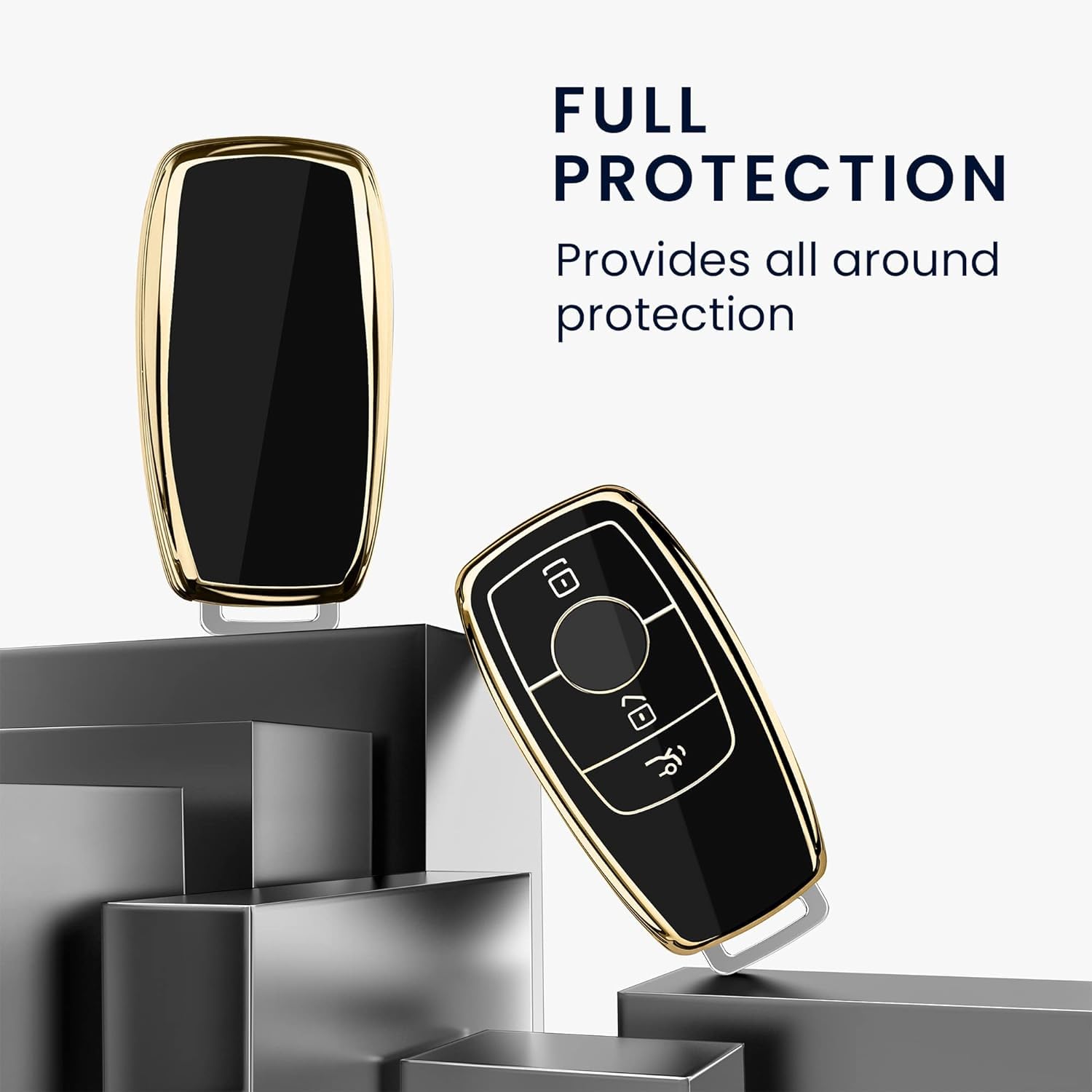 SHOPOFLUX TPU Car Key Cover Compatible for Mercedes Benz E - Class S - Class A - Class C - Class G - Class 2020 Onwards New Smart Key - Black