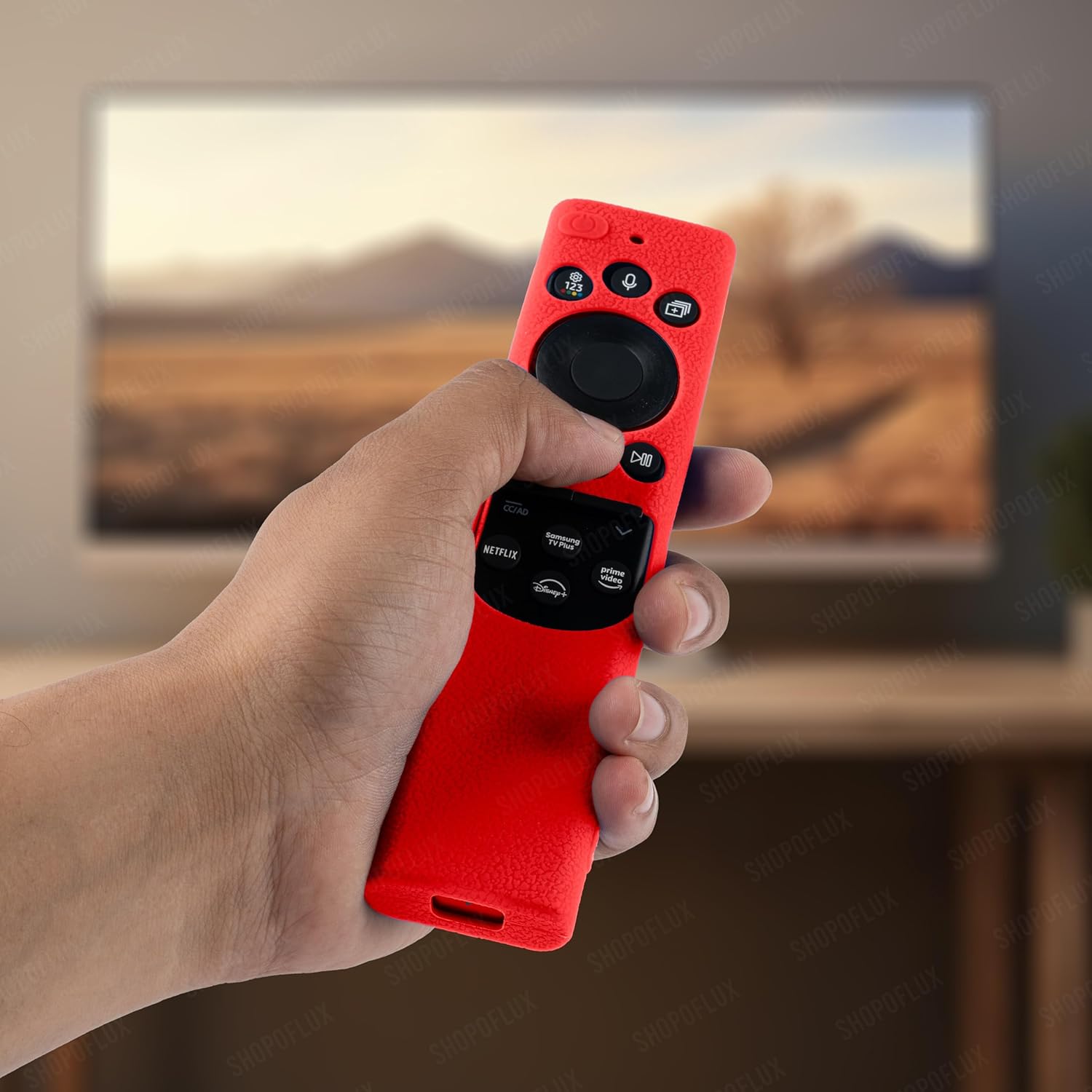 Shopoflux Silicone TV Remote Cover Compatible with Samsung 2022 Smart TV Remote QLED TV BN68-13897A / TM2280E Remote Protective Case [Remote NOT Included] (RED) Shopoflux