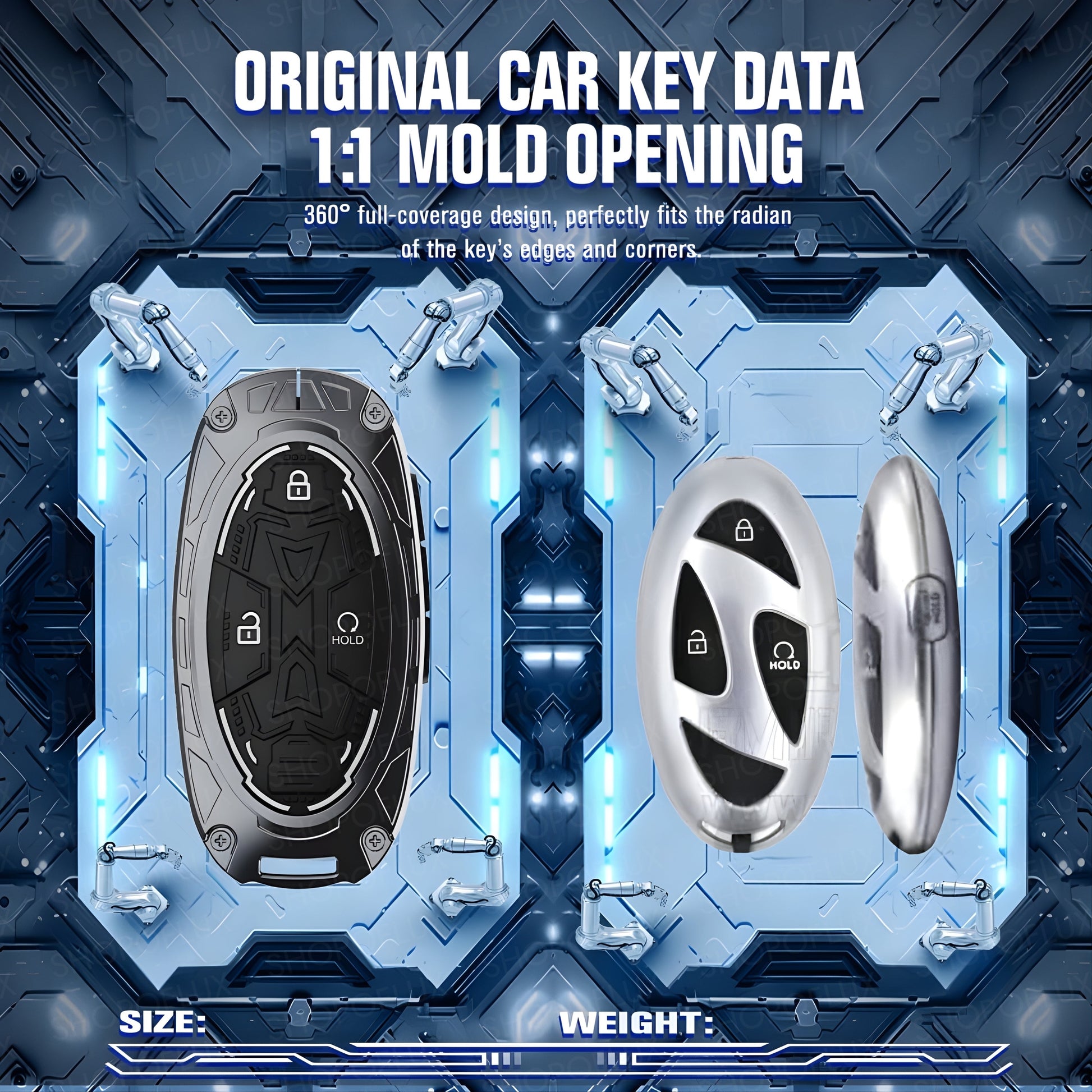 SHOPOFLUX Metal Key Cover Compatible with Hyundai Venue 4 Button Smart Key (Metal Black Silicone) Shopoflux