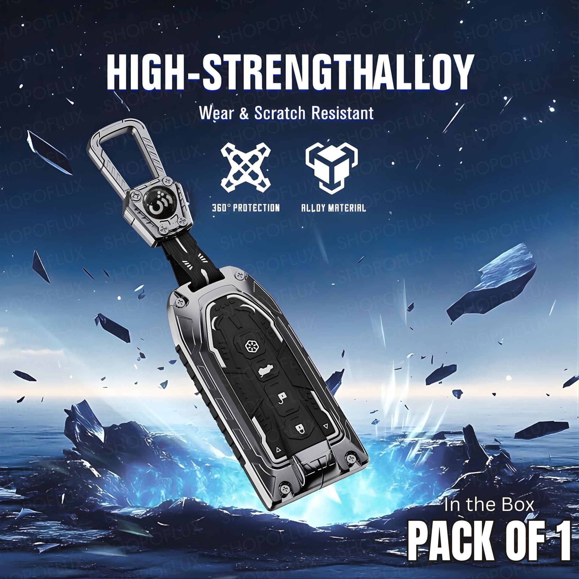 SHOPOFLUX Metal Key Cover Compatible with Mahindra BE 6, XEV 9 EV, XUV 7XO Smart Key (Metal Silicone Black) Shopoflux