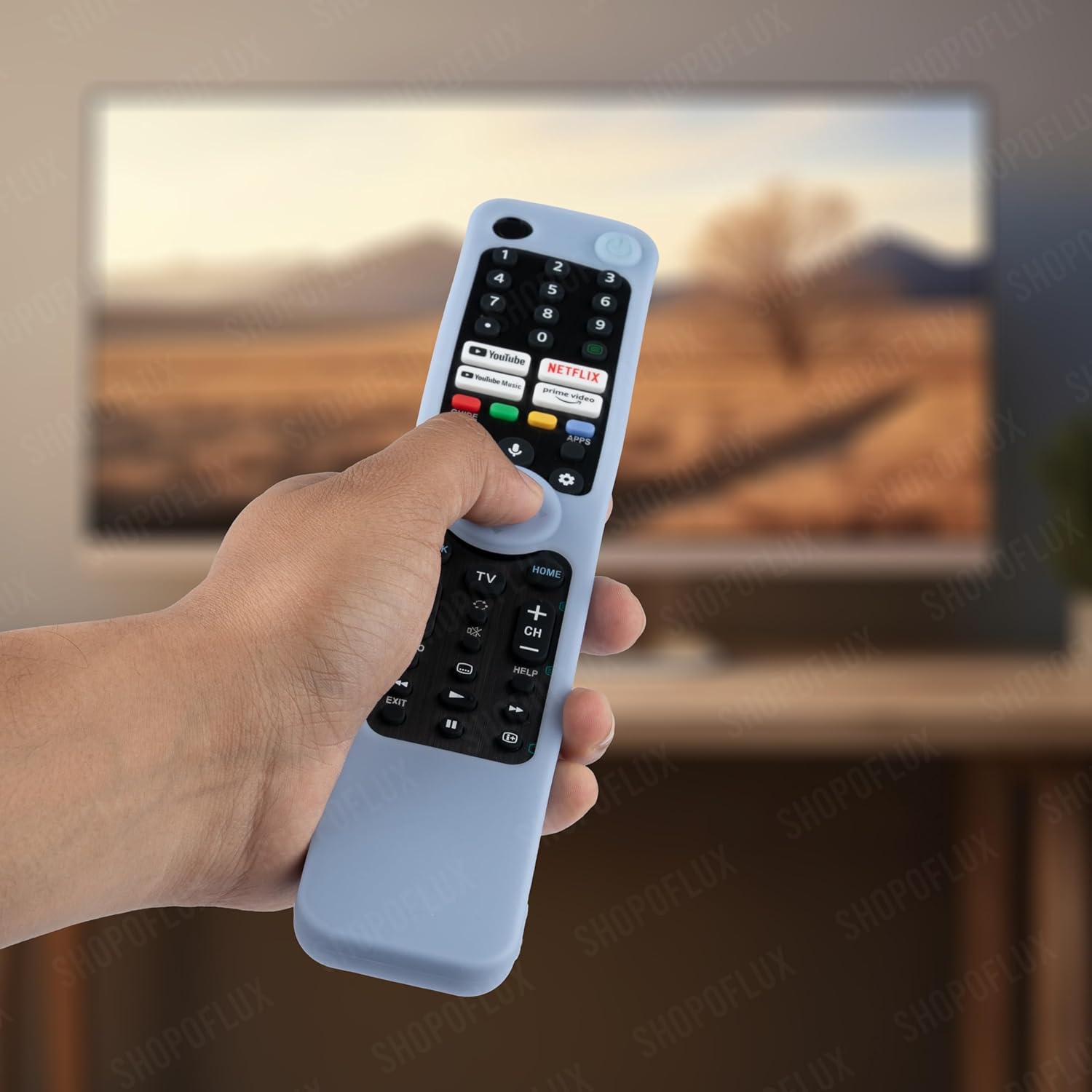 SHOPOFLUX Silicone Heavy Duty Armor Case Cover Compatible with Sony Smart Tv Voice Remote RMF-TX520P A80J X80J X85J X90J X95J Remote Cover [Remote NOT Included] (Blue) Shopoflux