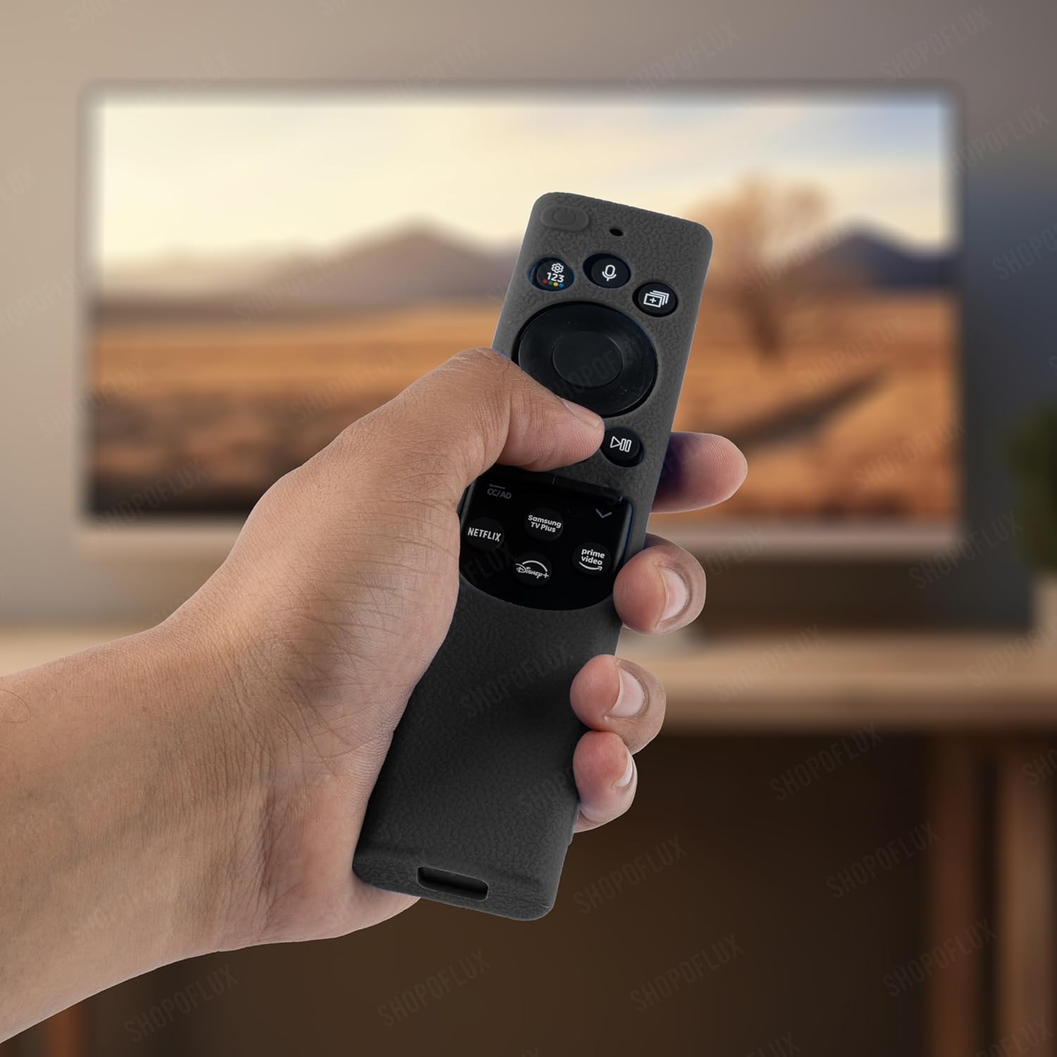 Shopoflux Silicone TV Remote Cover Compatible with Samsung 2022 Smart TV Remote QLED TV BN68-13897A / TM2280E Protective Case (Black) Shopoflux