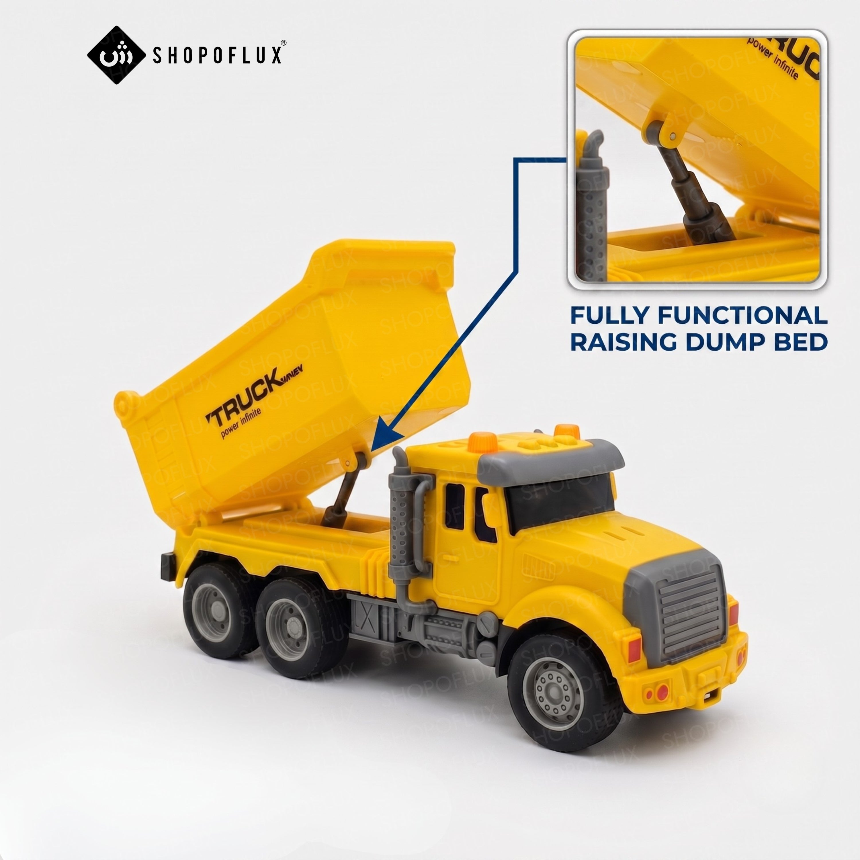 SHOPOFLUX Construction Dumper Truck Toy with Friction Powered Push and Go Truck Toys for Kids, Boys and Girls Aged 3+ Year