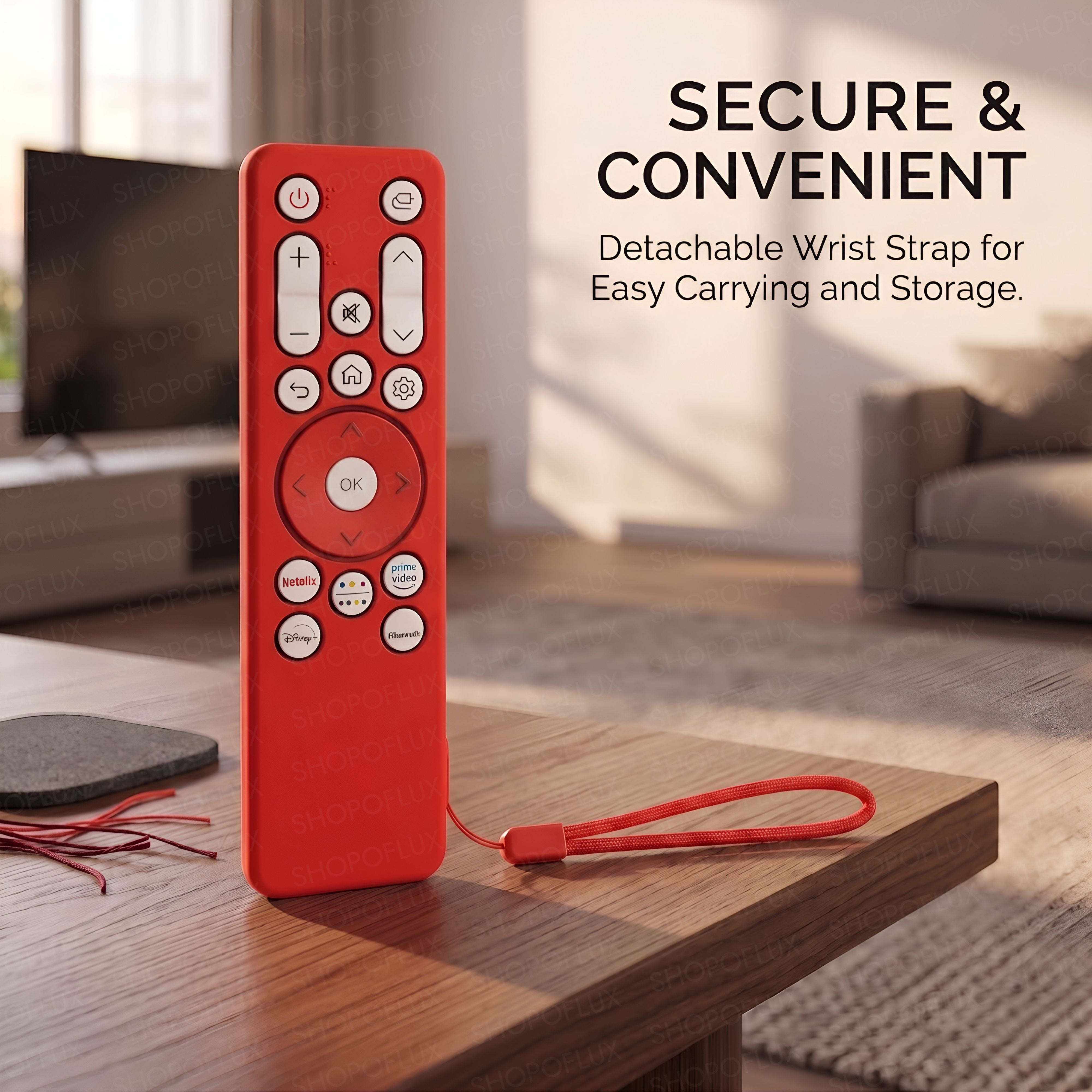 SHOPOFLUX Silicone Case Cover Compatible with LG Smart Monitor Remote Control with Lanyard (Red)