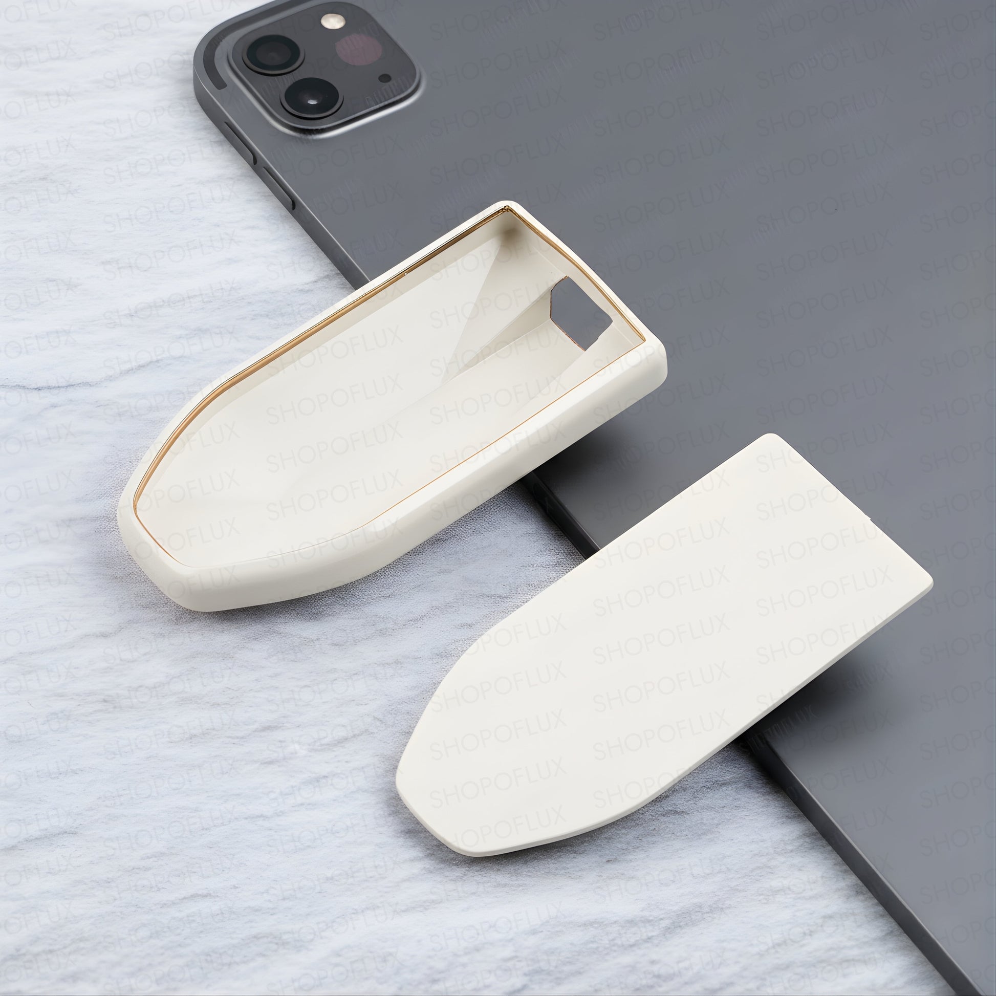 SHOPOFLUX TPU Key Cover Compatible with Mahindra BE 6, XEV 9 EV, XUV 7XO Smart Key (White) Shopoflux