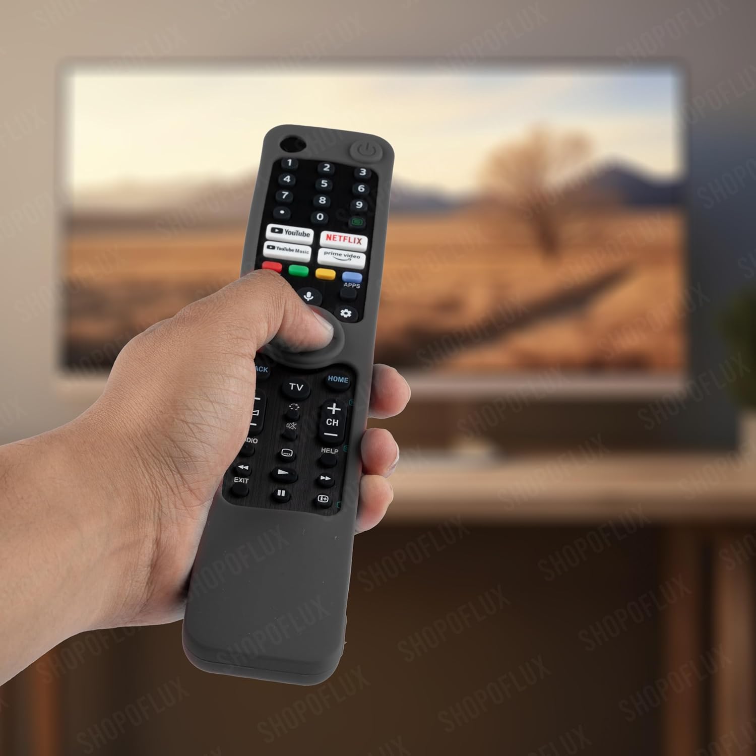 SHOPOFLUX Silicone Heavy Duty Armor Case Cover Compatible with Sony Smart Tv Voice Remote RMF-TX520P A80J X80J X85J X90J X95J Remote Cover [Remote NOT Included] (Black) Shopoflux