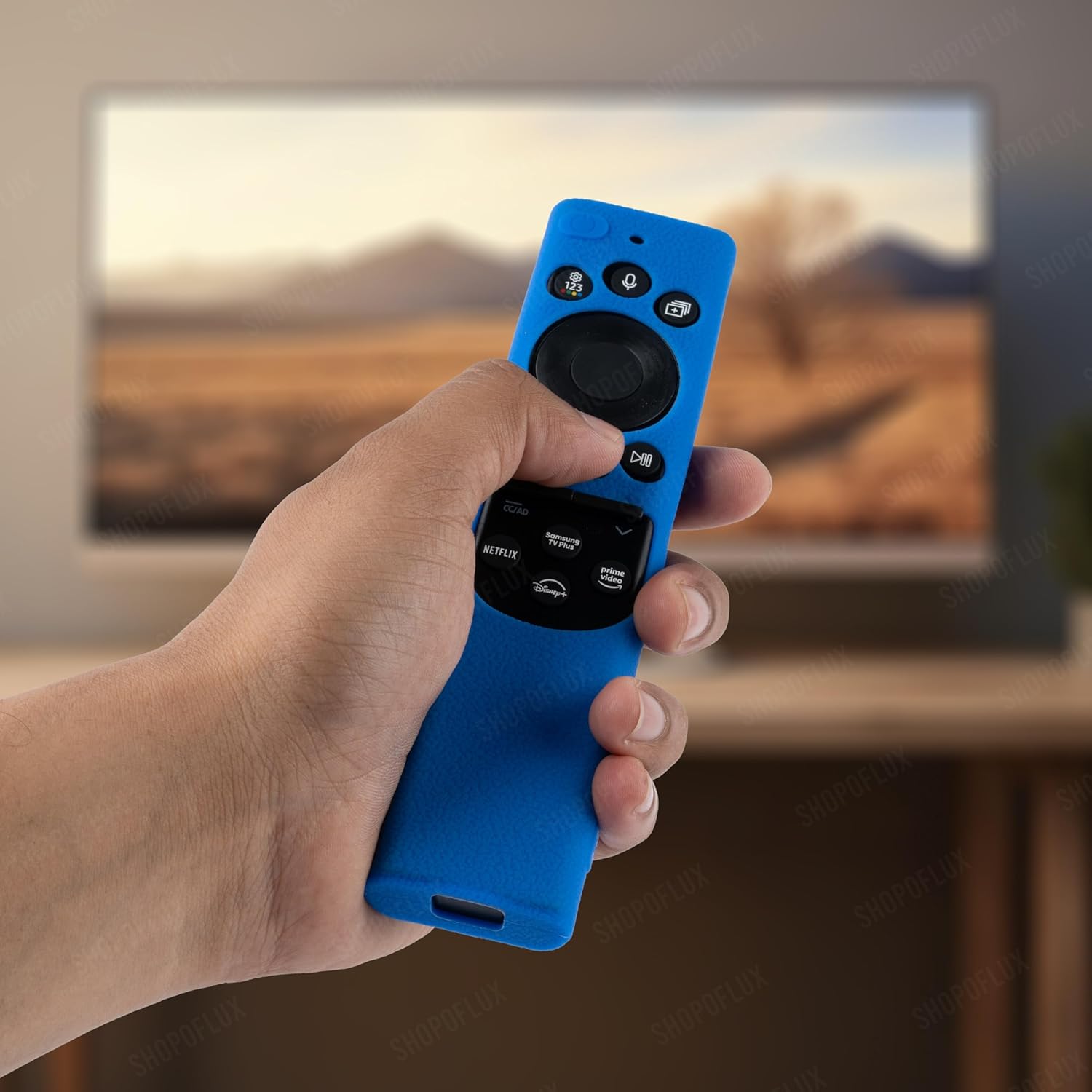 Shopoflux Silicone TV Remote Cover Compatible with Samsung 2022 Smart TV Remote QLED TV BN68-13897A / TM2280E Remote Protective Case [Remote NOT Included] (Blue) Shopoflux