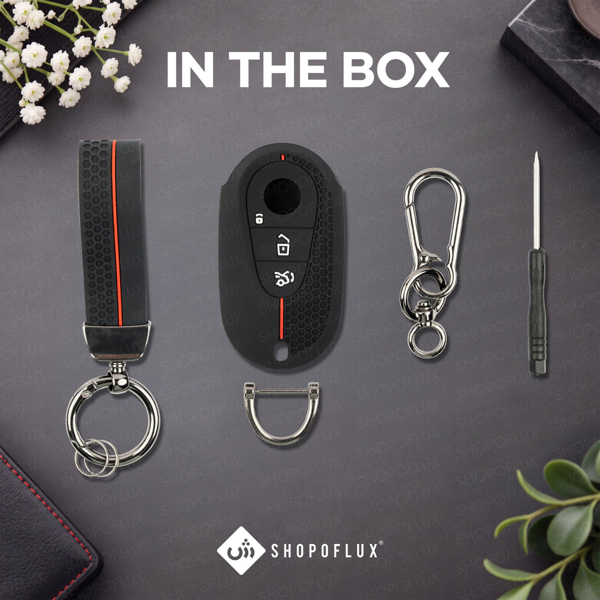 SHOPOFLUX Key Cover for Mercedes Benz S Class, G Class, E Class 3 Button Smart Key