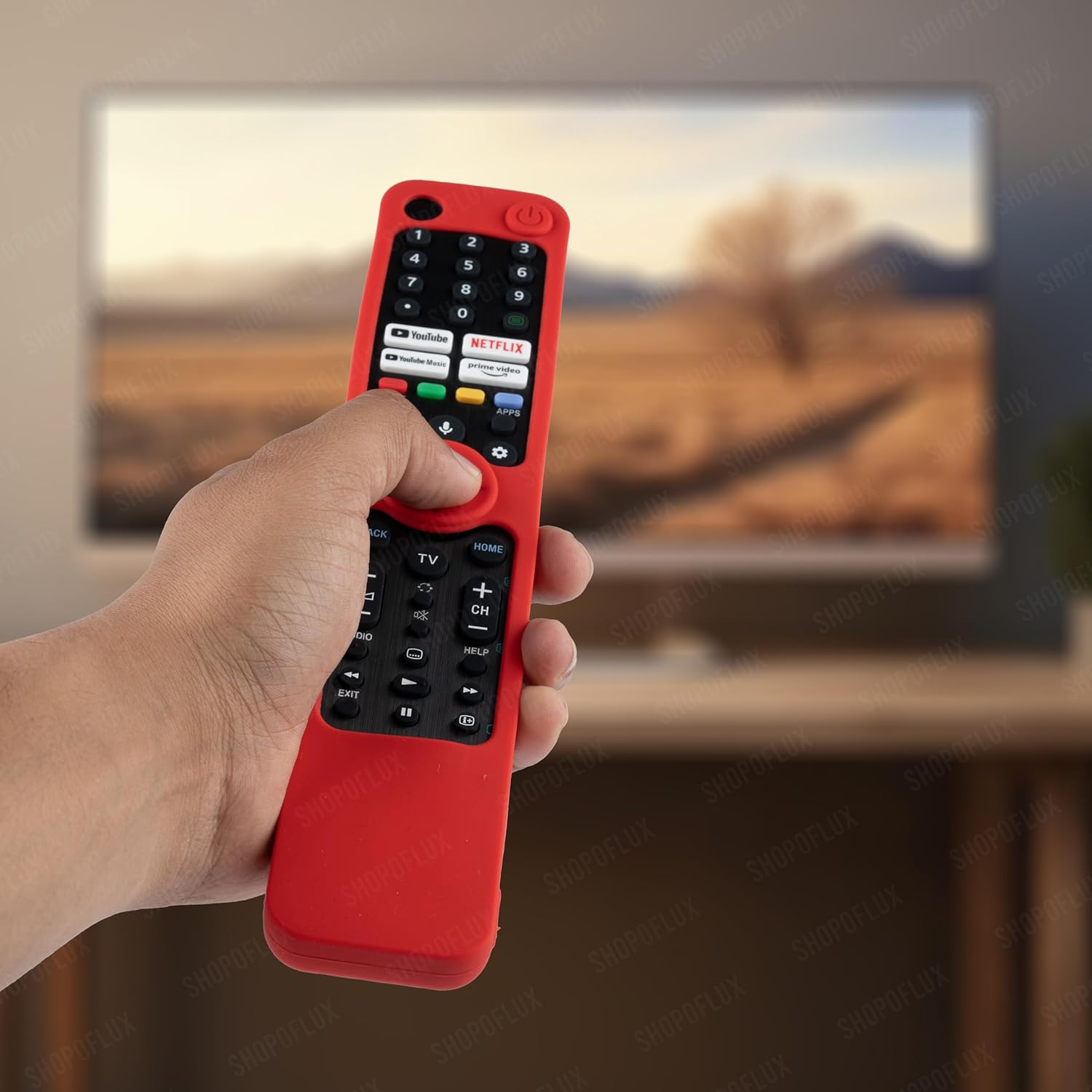 SHOPOFLUX Silicone Heavy Duty Armor Case Cover Compatible with Sony Smart Tv Voice Remote RMF-TX520P A80J X80J X85J X90J X95J Remote Cover [Remote NOT Included] (RED) Shopoflux