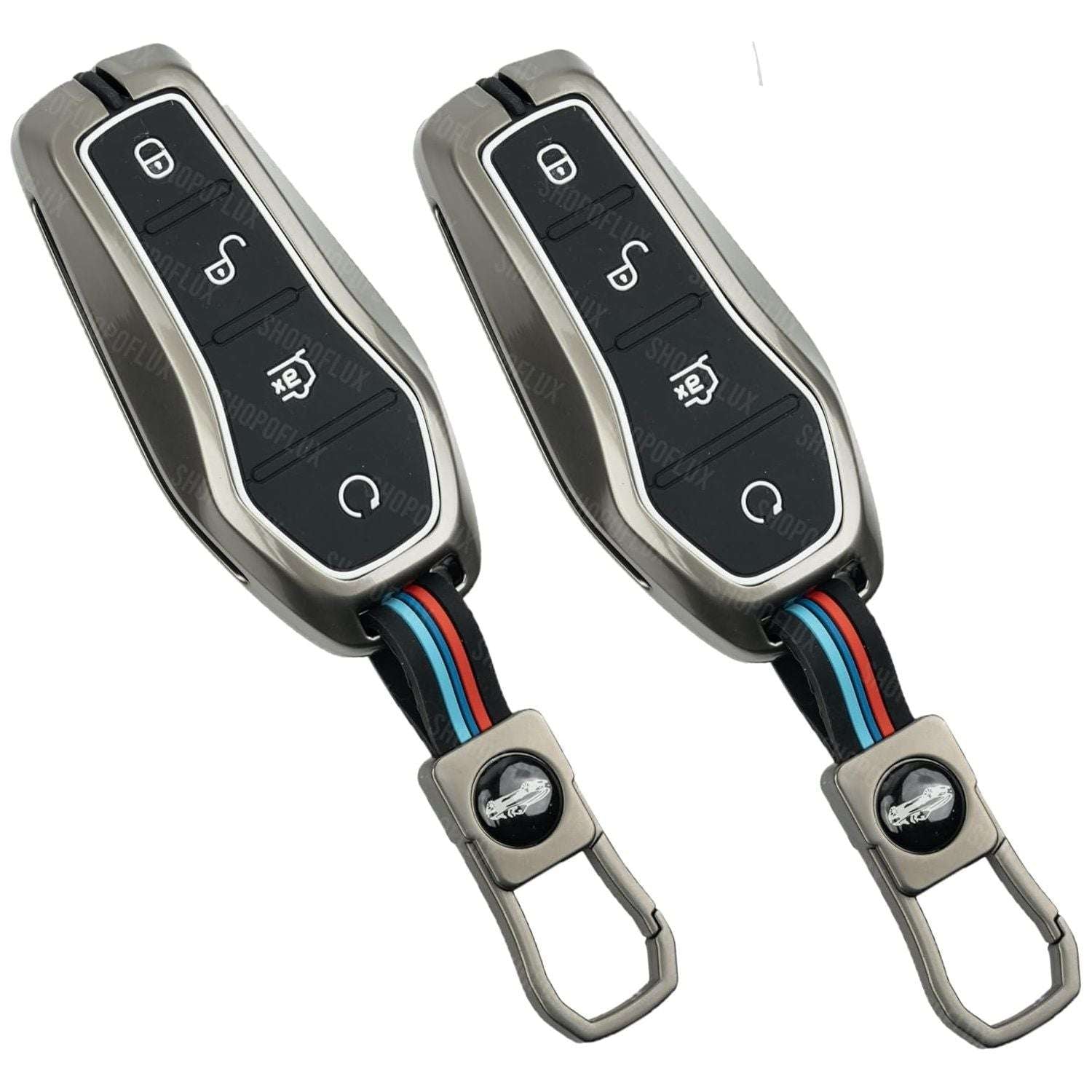 SHOPOFLUX Metal Car Key Cover Compatible for BYD Atto 3, Seal, Sealion 7, Emax 7 - Black