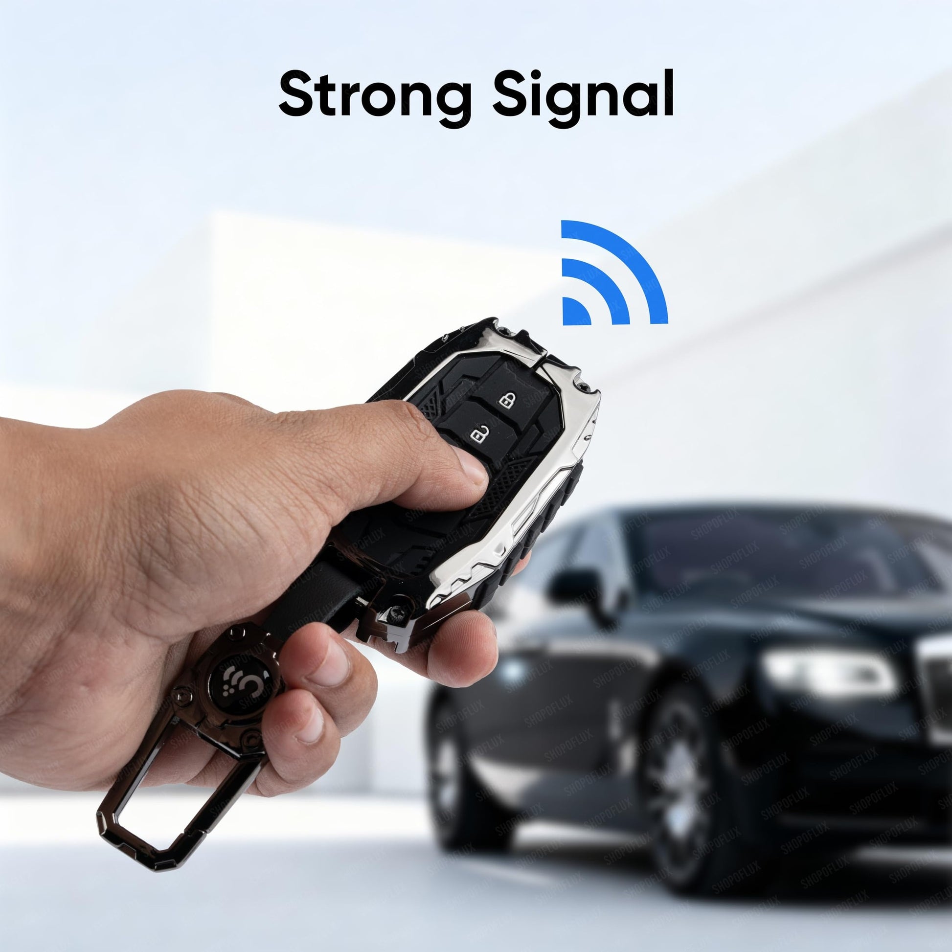 SHOPOFLUX Metal Key Cover Compatible with Toyota Fortuner | Fortuner Legender | Innova Hycross | Invicto 3 Button Smart Key (Metal Silicone Black) (Copy) Shopoflux