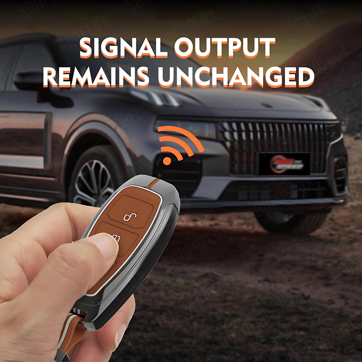 SHOPOFLUX Metal Key Cover Compatible for Ford Ecosport 3 Button Smart Key (Brown Silicone) Shopoflux