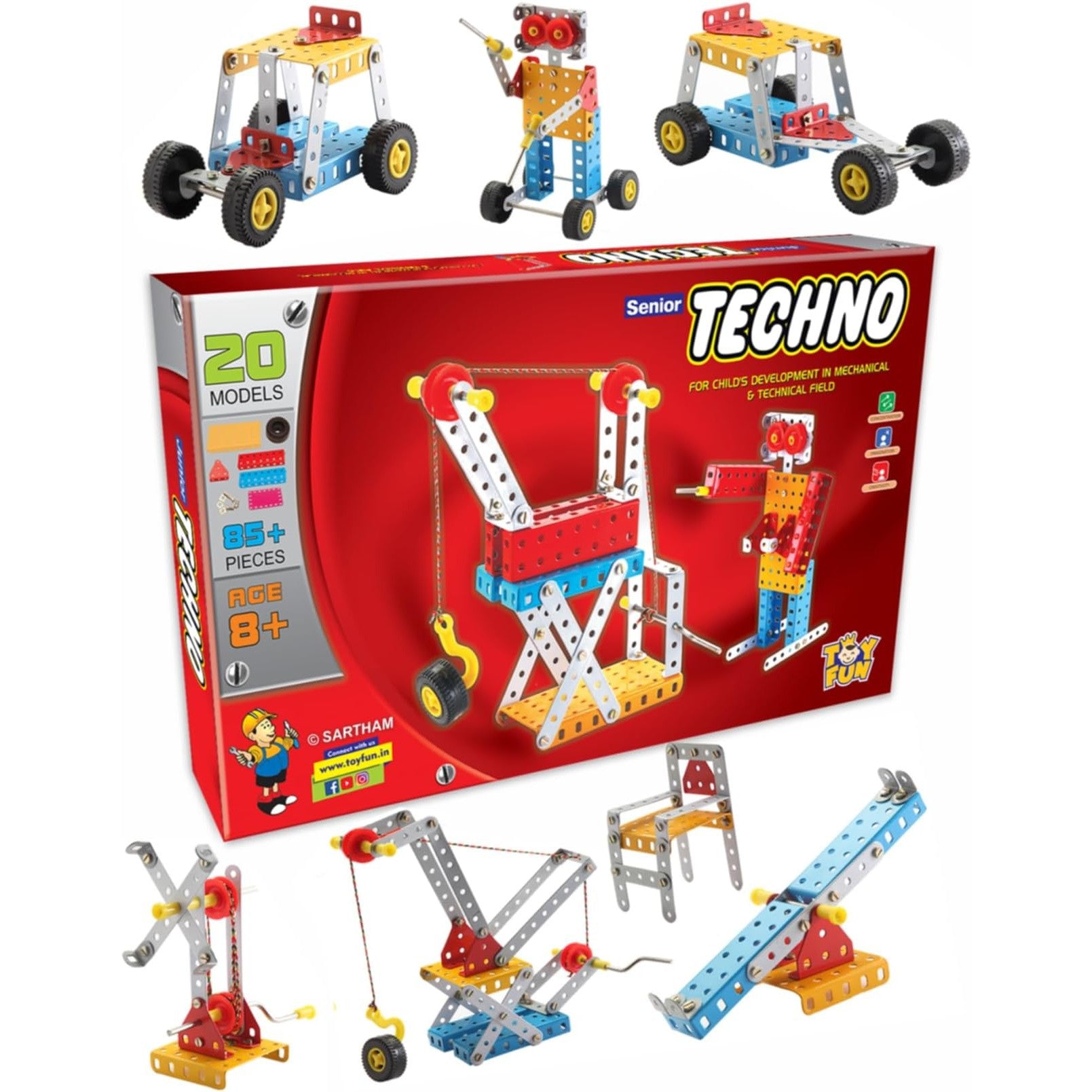 Shopoflux™ Construction Toys Mechanical Kit for Kids - Building Blocks and Models Construction 20 Model and 85+ Piece