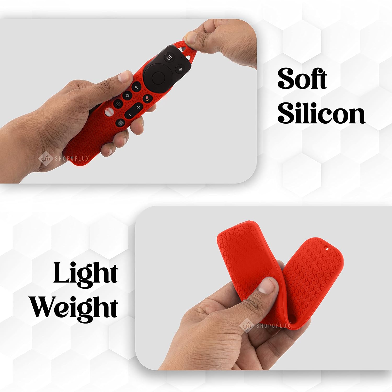 SHOPOFLUX Silicone Remote Cover Compatible with Oneplus Q Series/U Series / Y1S / Y1S Edge Smart LED TV Remote (Red) Shopoflux