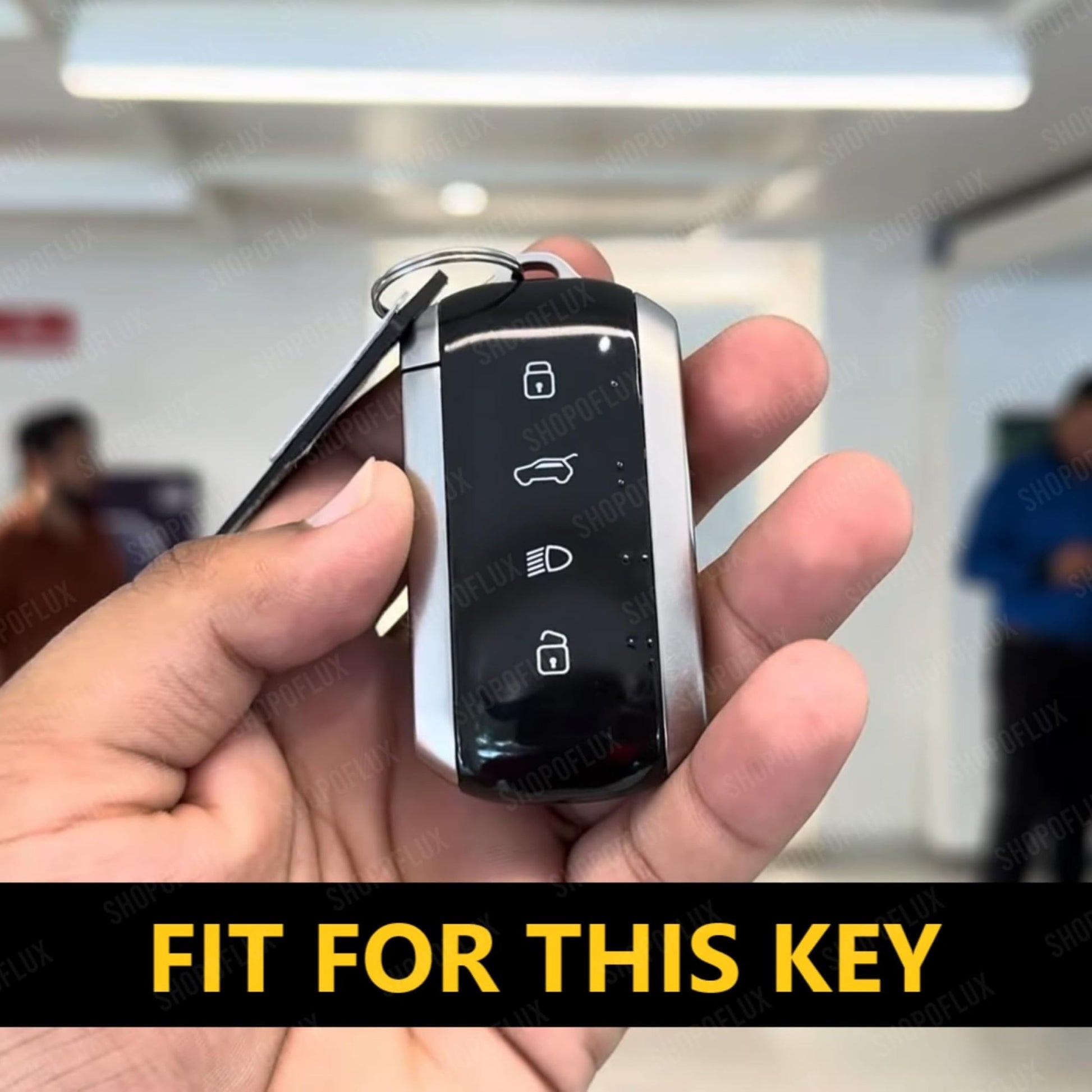 SHOPOFLUX Metal Key Cover Compatible for Tata Curvv | Curvv EV Electric 4 Button Smart Key (Metal Silicone Blue) Shopoflux