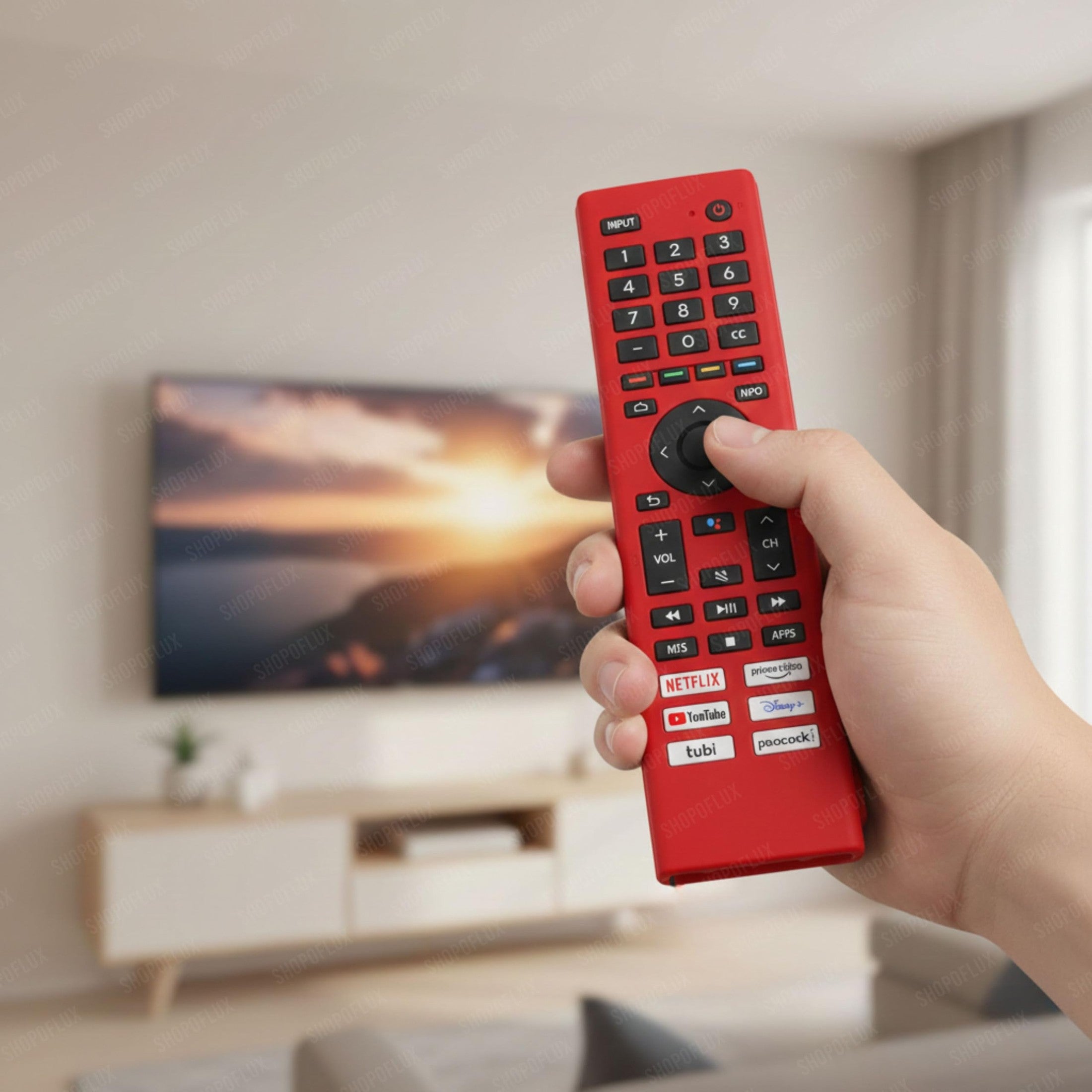 SHOPOFLUX Silicone TV Remote Cover Compatible with Toshiba Smart TV Protective Case with Lanyard (RED) Shopoflux