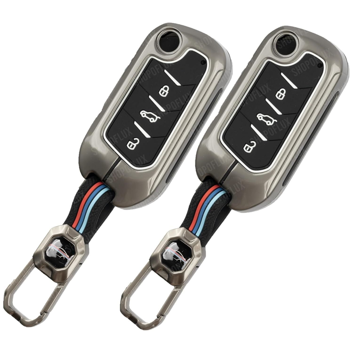 SHOPOFLUX Metal Key Cover Compatible with Mahindra Scorpio N | 3XO | XUV 300 | Marazzo | XUV 700 | XUV 400 ev | Bolero | Thar Roxx 3 Button Flip Key