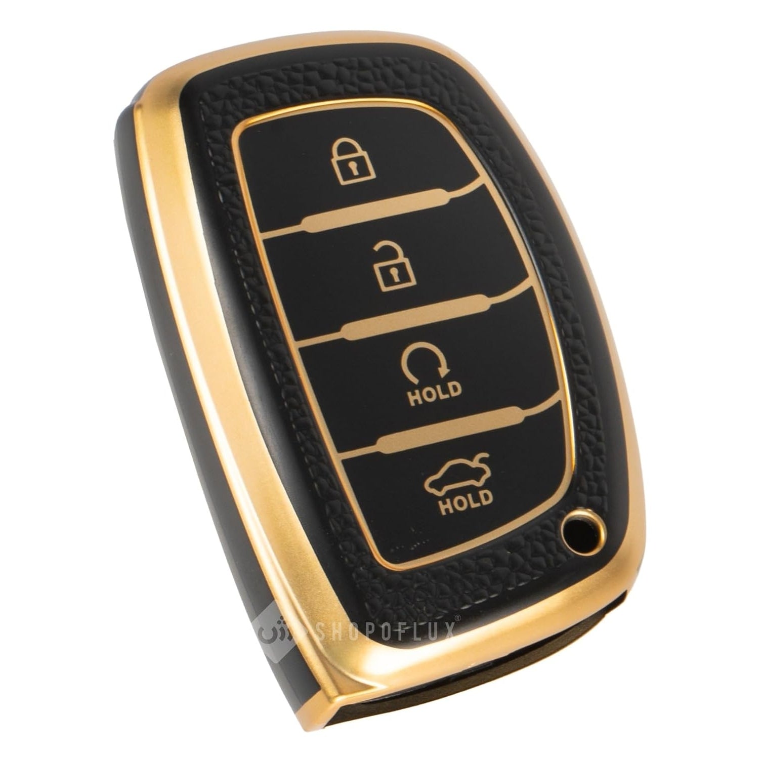 SHOPOFLUX TPU Leather Key Cover Compatible with Hyundai Alcazar and Creta Car 4 Button Smart Key