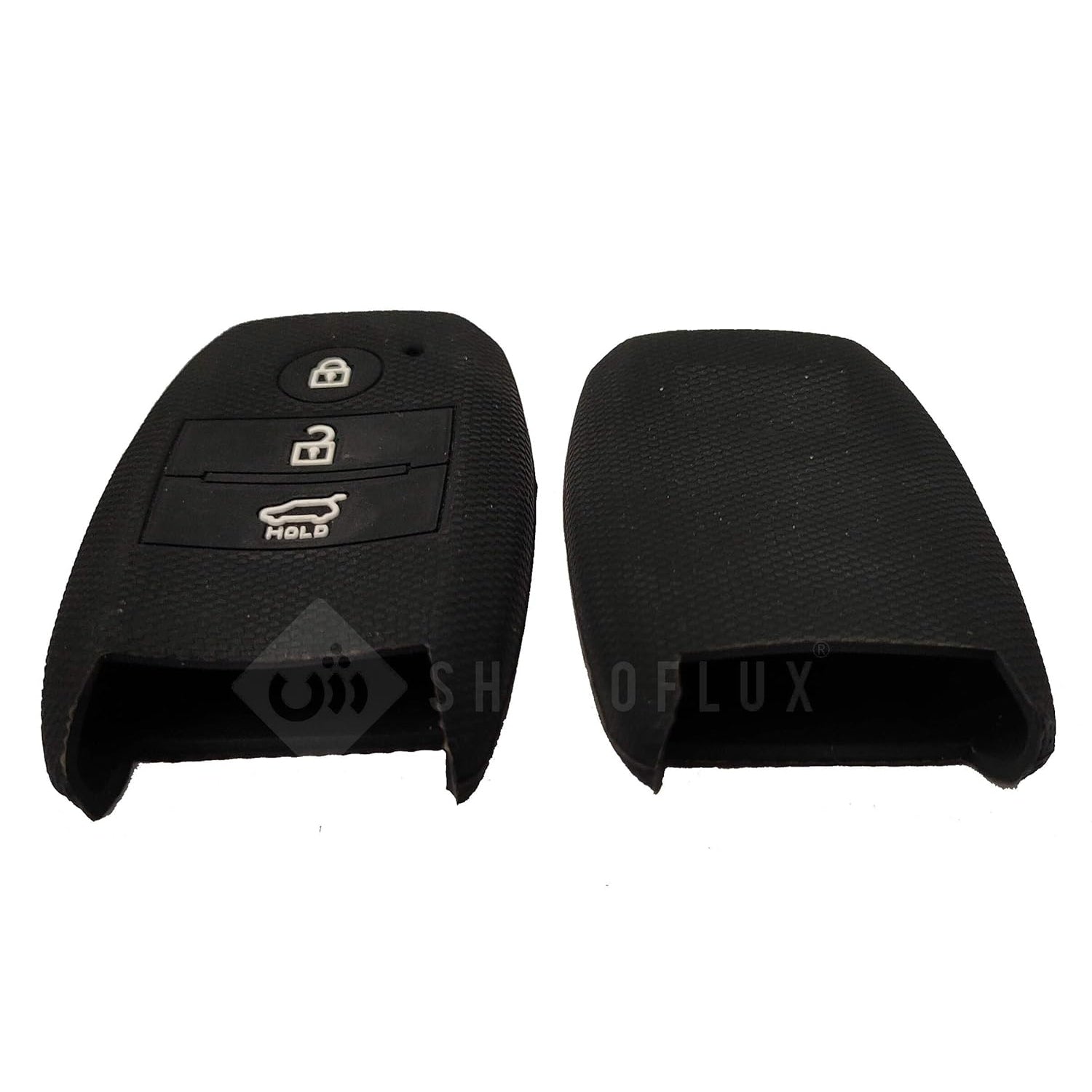 Shopoflux® Silicone Key Cover Compatible with Kia Seltos Smart Key Pack of 2 Black