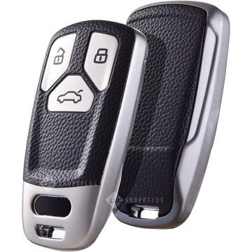 SHOPOFLUX TPU Leather Car Key Cover Compatible for Audi Q5, A5, A8, Q7, A4, A6 3 Button Smart Key