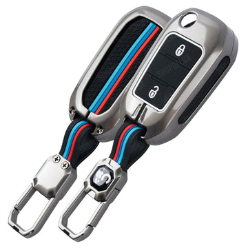 SHOPOFLUX Metal Car Key Cover Competible for Citroen C3, Basalt, Aircross 2 Button Flip Key Shopoflux