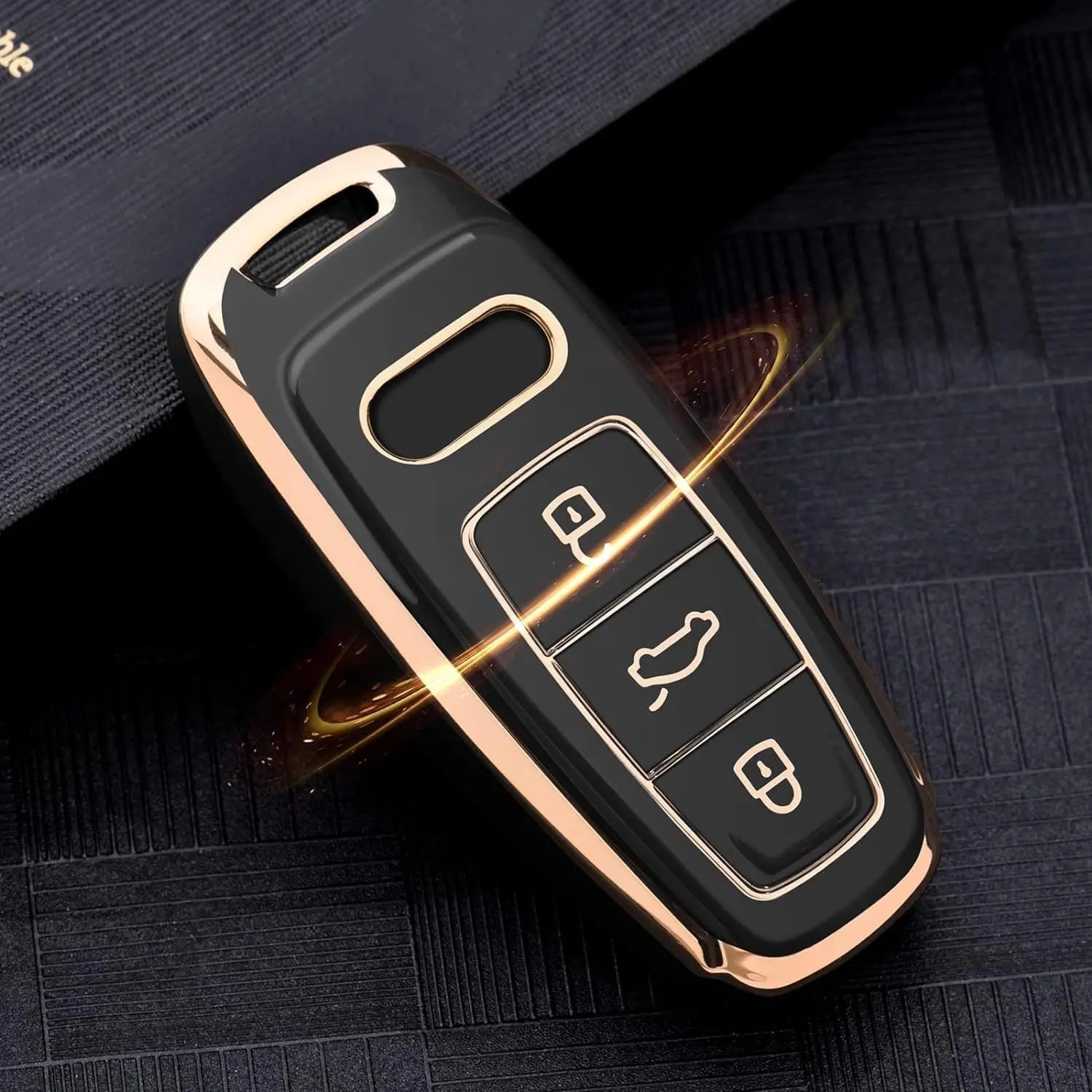 SHOPOFLUX TPU Car Key Cover Compatible for Audi A6 A7 A8 E-Tron Q8 SQ8, A3 Q7 S3 S6 SQ7 RS6 S7 RS7 Smart Key- Black