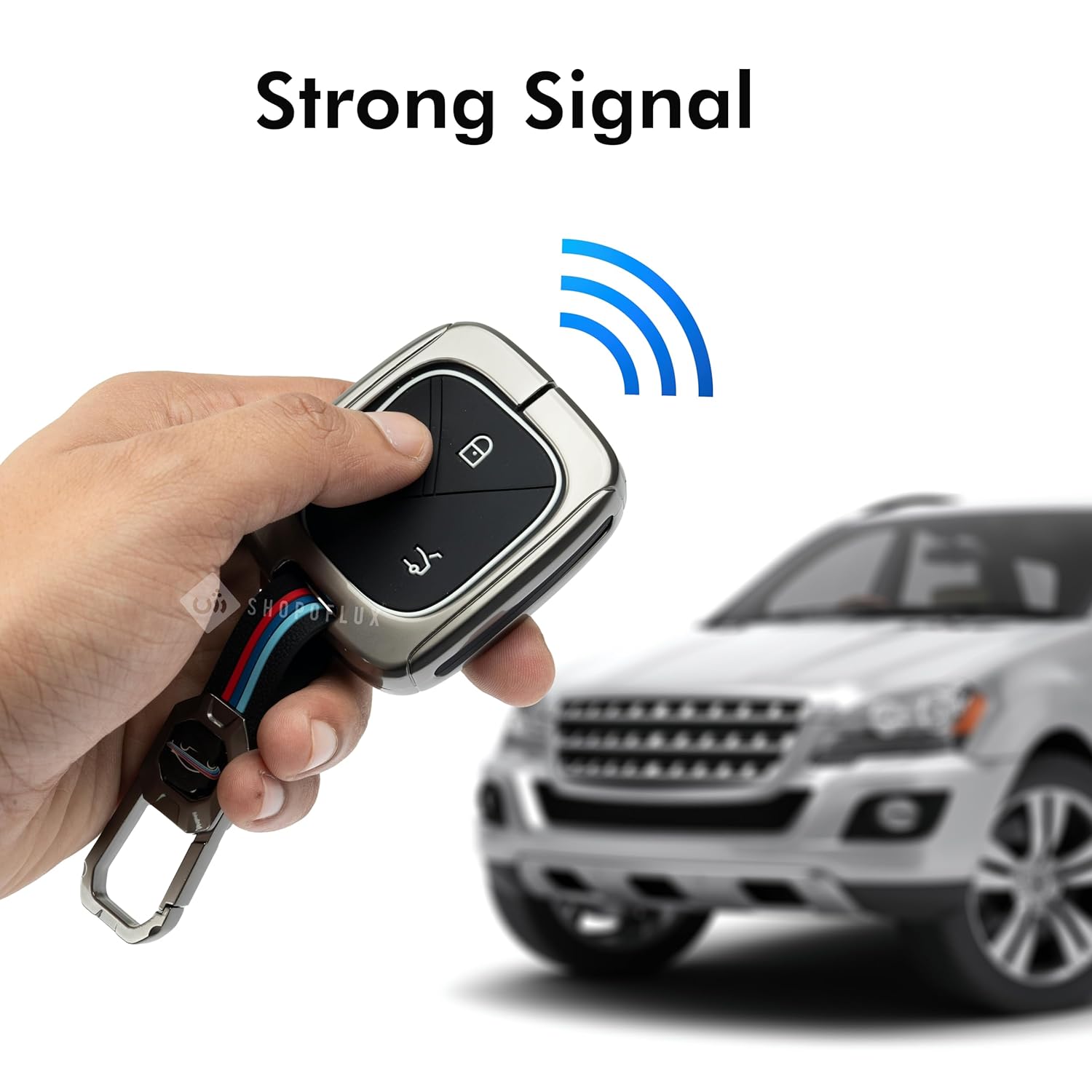SHOPOFLUX Metal Key Cover Compatible with MG Comet ev Electric 3 Button Smart Key