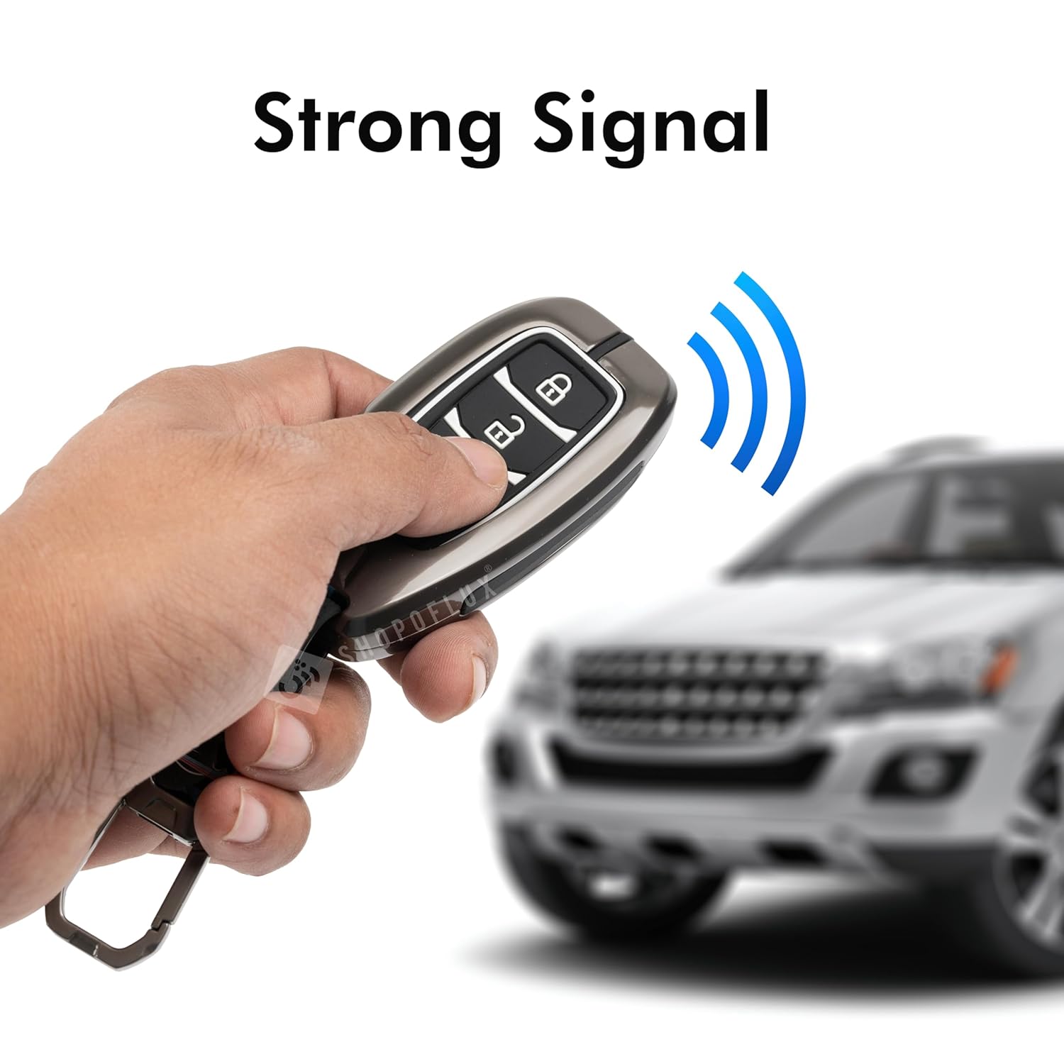 SHOPOFLUX Metal Key Cover Compatible with Hyundai Verna 2024 2023 | i20 Facelift N Line N8 Car 4 Button Smart Key - Black