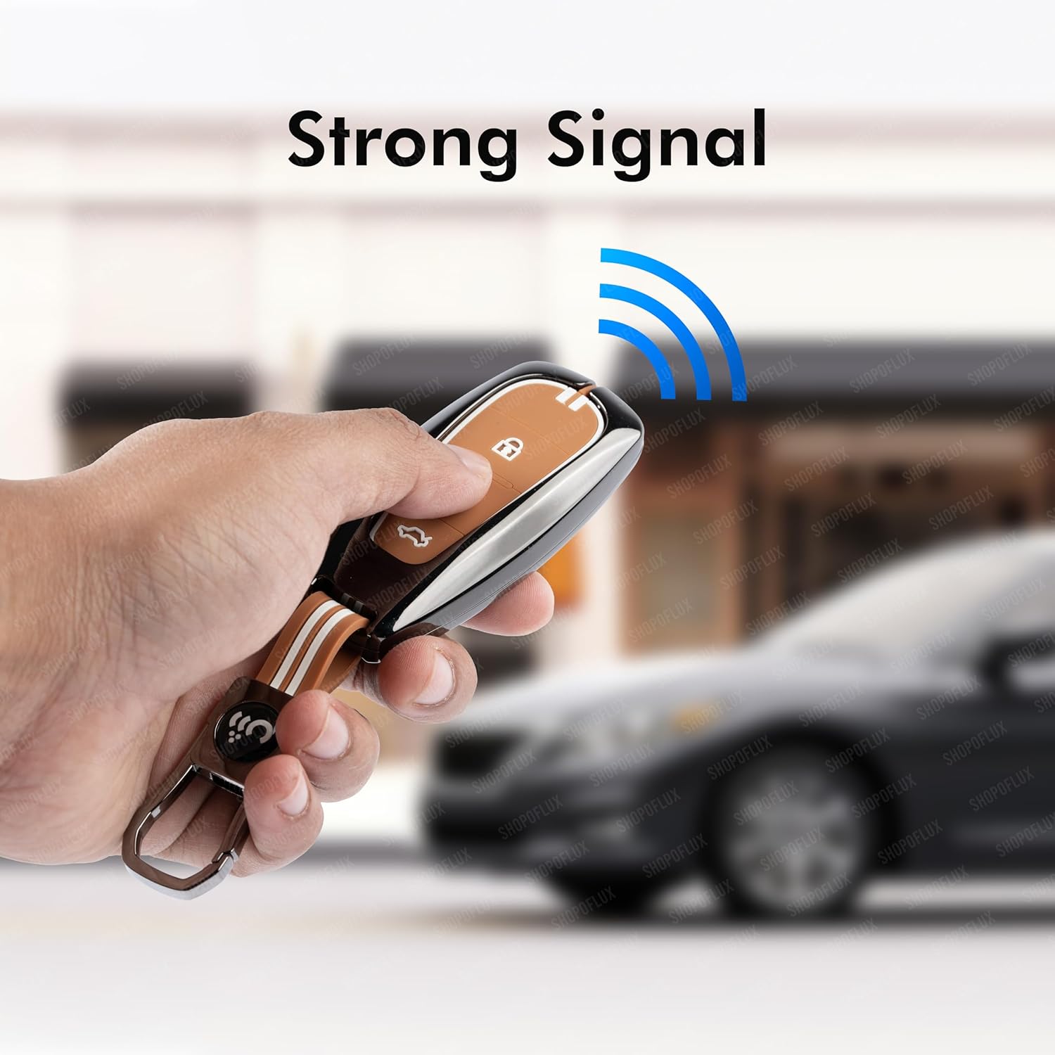 SHOPOFLUX Metal Key Cover Compatible with Baleno, Breeza, S Cross, Ciaz, Swift 3 Button Smart Key (Metal Brown Silicone) Shopoflux