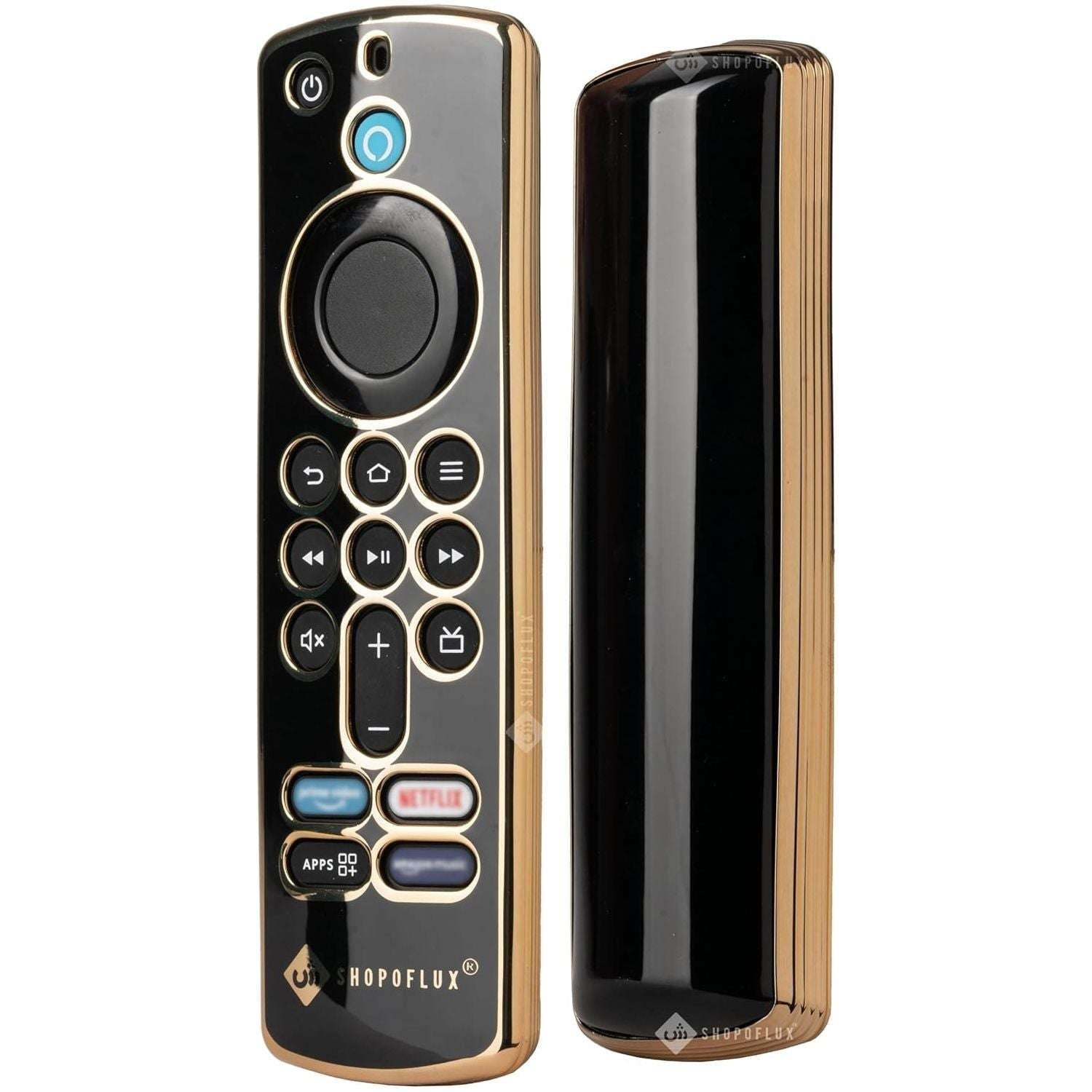 SHOPOFLUX TPU Remote Cover Compatible with Fire TV Stick 3rd Gen 2021 Black Gold