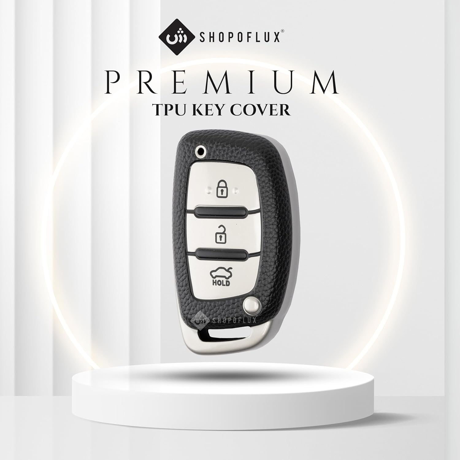 SHOPOFLUX TPU Key Cover for Hyundai Grand i10 NIOS Asta | Venue | i20 | Aura | Exter | Creta | Elantra 3 Button Smart Key Only