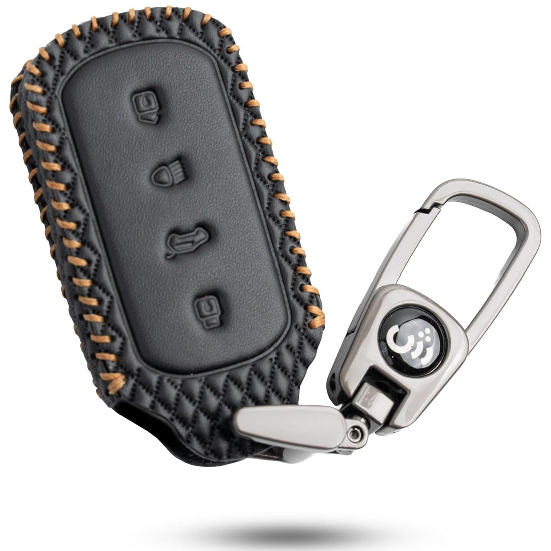 SHOPOFLUX Leather Key Cover Compatible for Tata Curvv | Curvv EV Electric 4 Button Smart Key Only Black Pack1