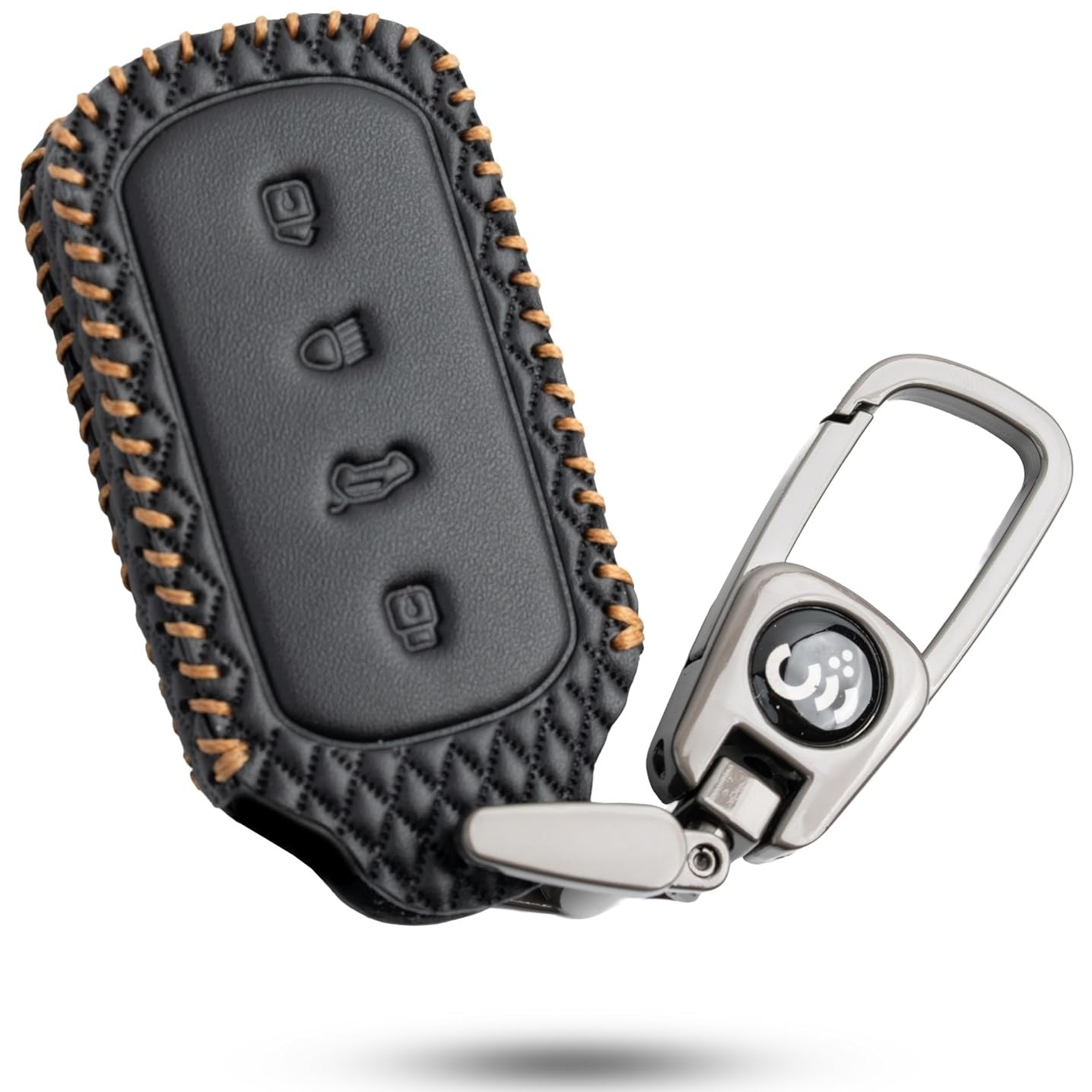 SHOPOFLUX Leather Key Cover Compatible for Tata Curvv | Curvv EV Electric 4 Button Smart Key Only Black Pack1